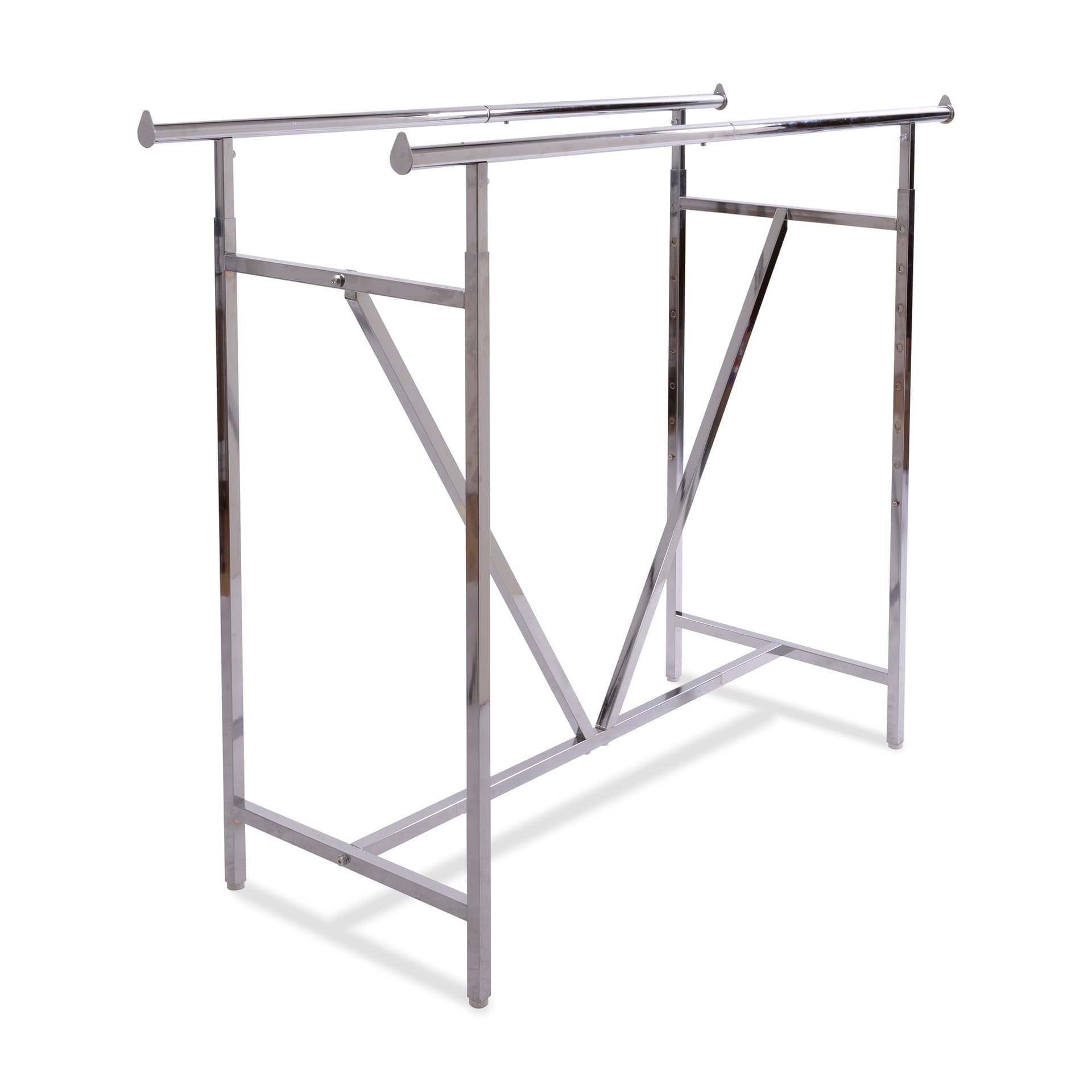 Double rail clothing rack with 200 pound weight capacity