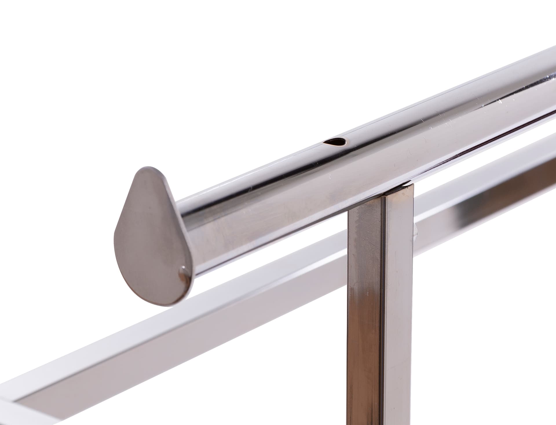 Double rail clothing rack with hole to place sign holder