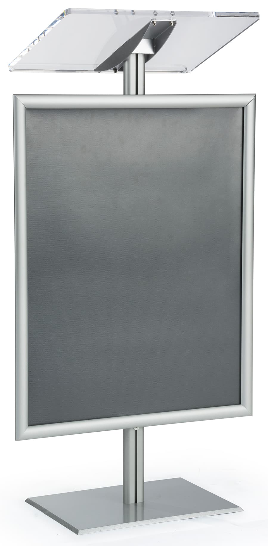 Silver Economy Lectern with Poster Frame on Adonized Aluminum Post & Base