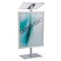 Acrylic Podium for Floor, Aluminum Pole & Base, 22 x 28 Snap Frame - Clear & Silver