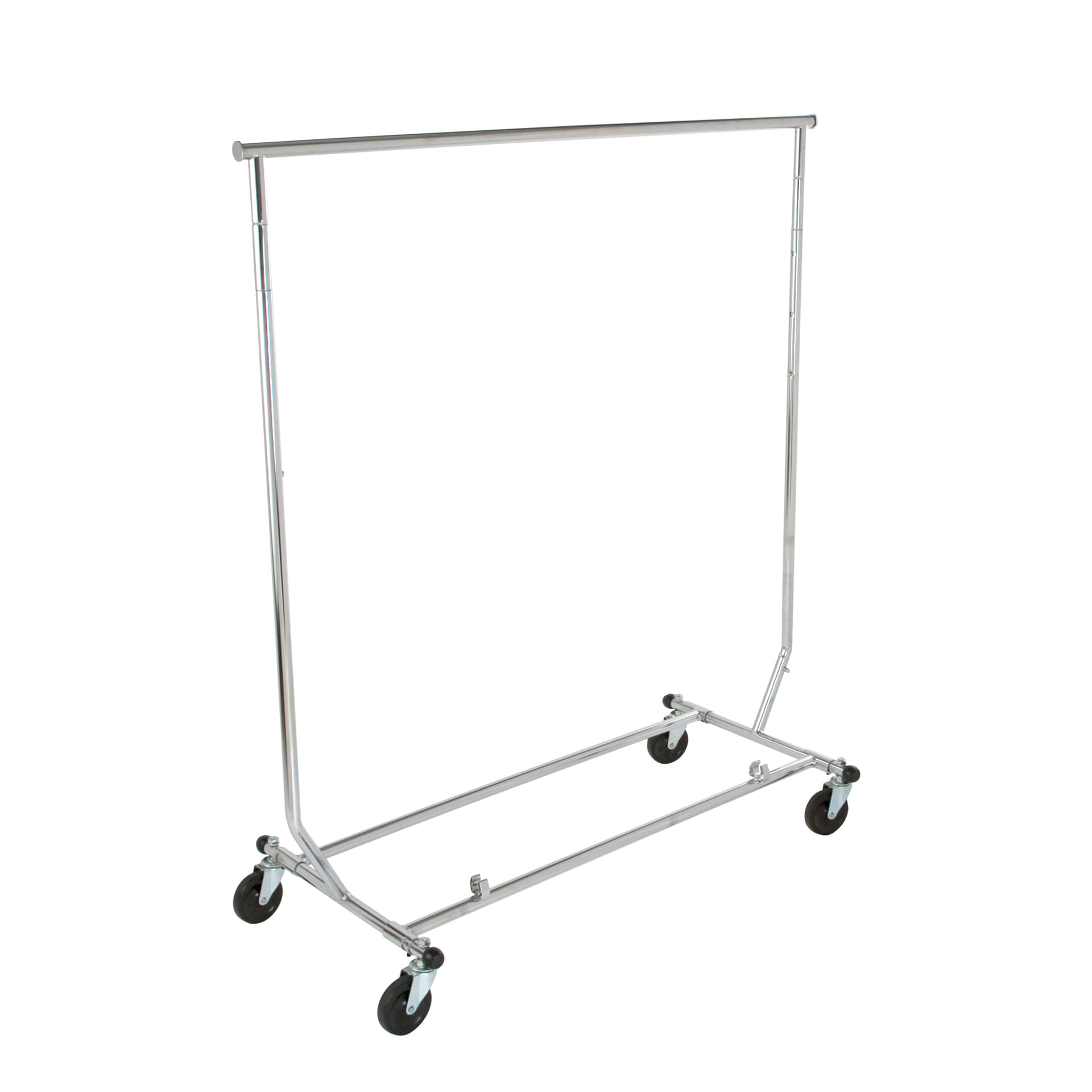 Collapsible garment rack with height adjustable 48 inch long hangrail