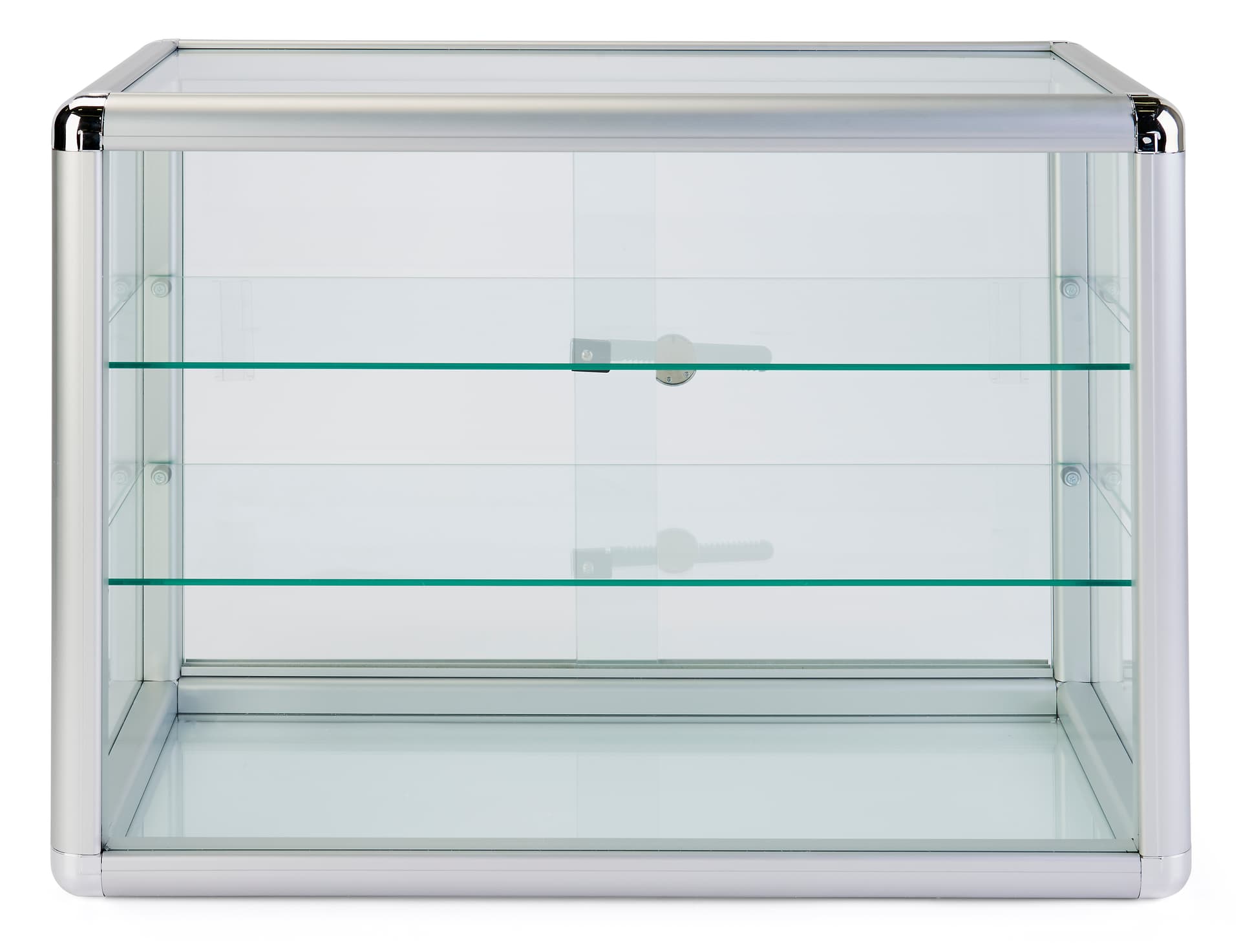 Aluminum frame glass counter showcase with 2 tiers 