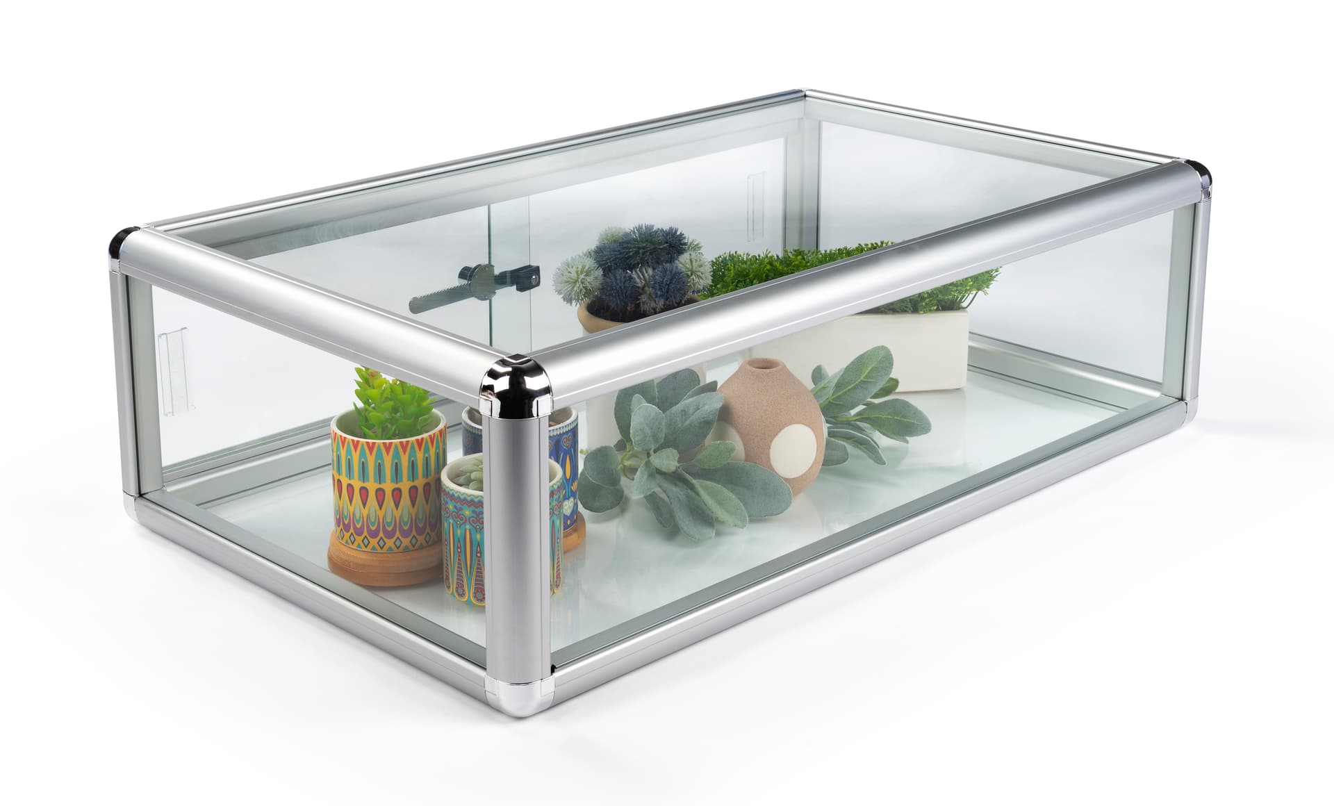 9 inch tall aluminum countertop showcase