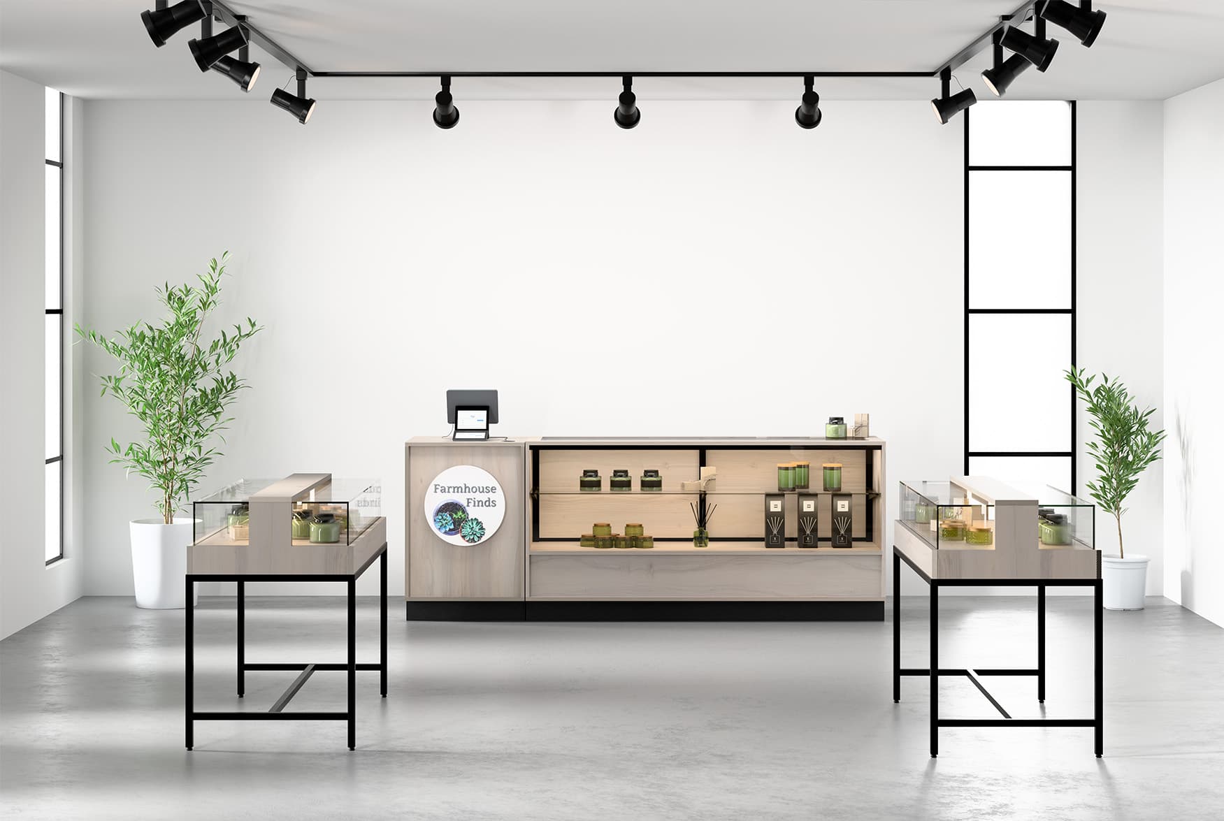 Dispensary display case in retail setting