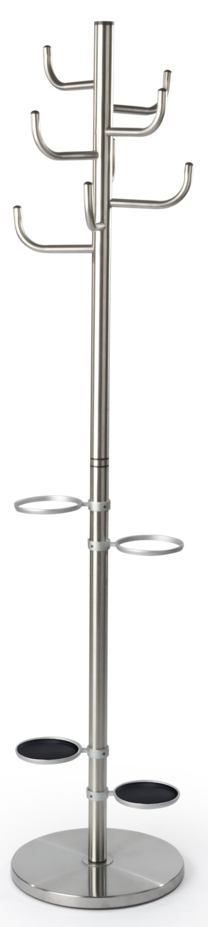 Silver Metal Coat Rack with Umbrella Stand