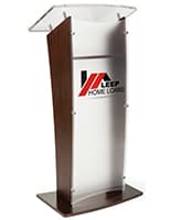 Custom Graphic Acrylic and Wood Podium, Frosted Front Panel