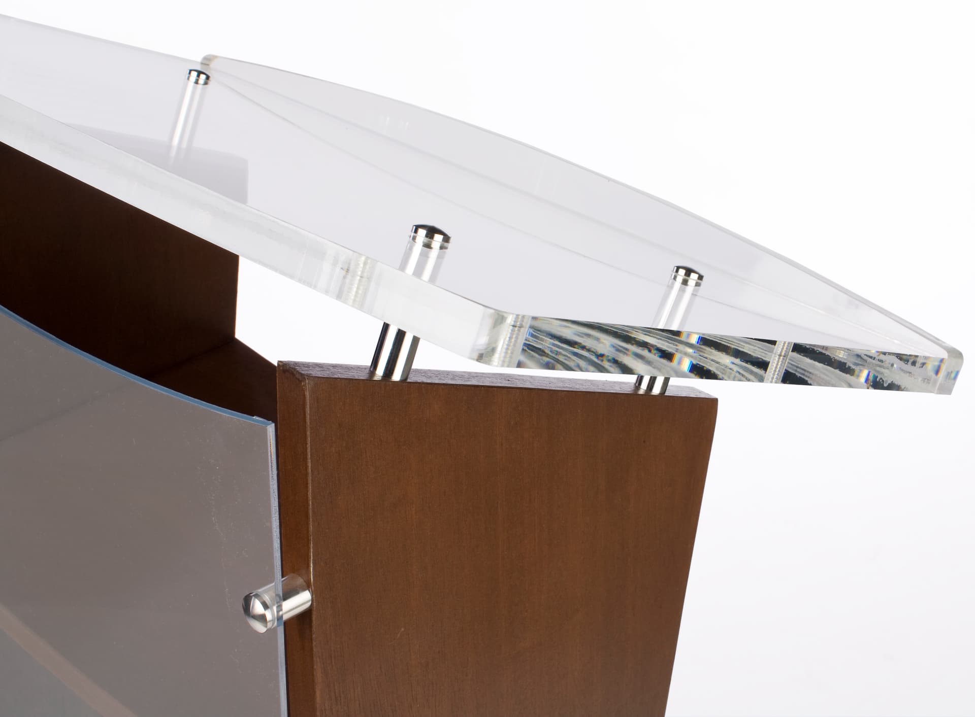 Lacquer-Coated Frosted Acrylic and Wood Podium