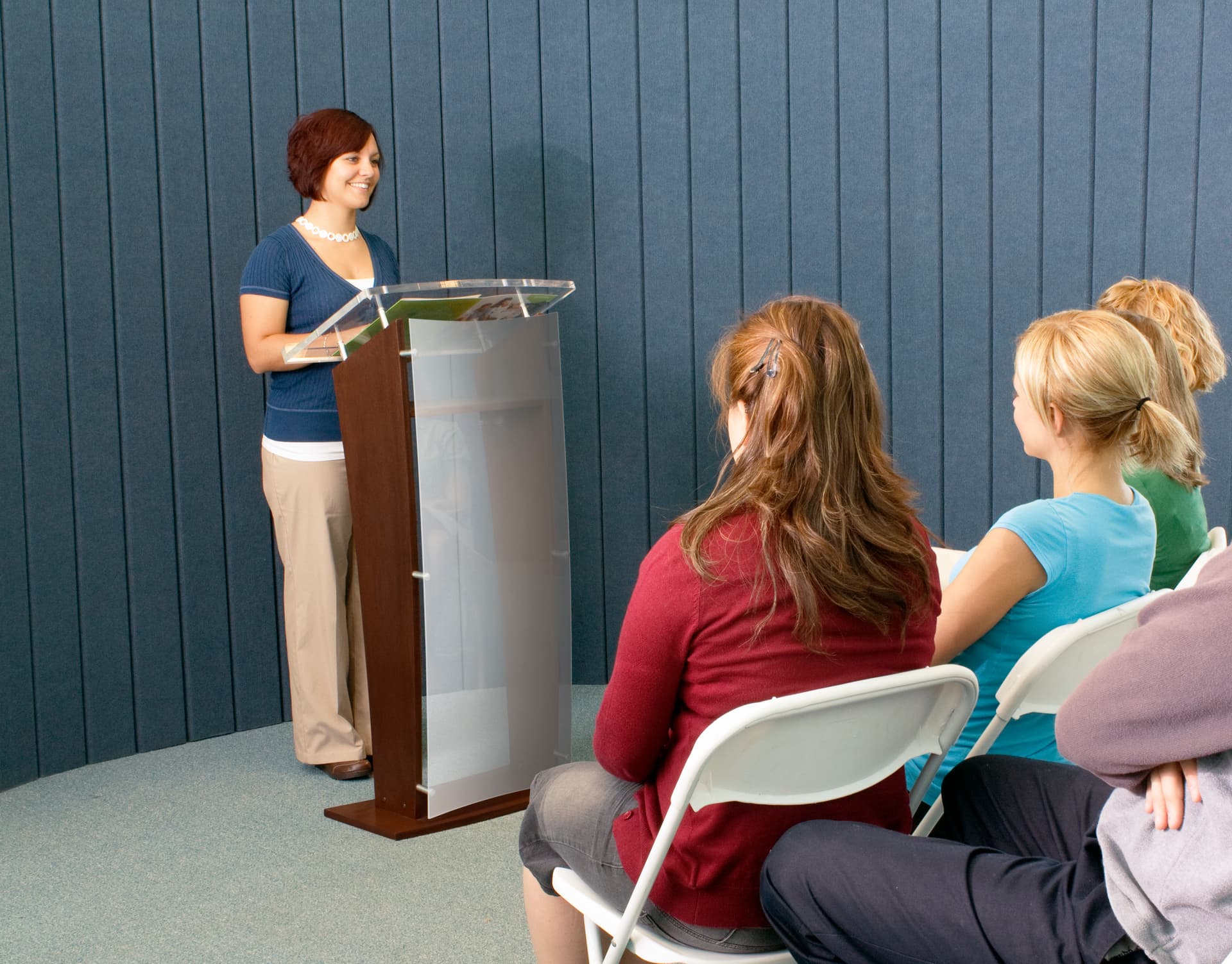 Attractive Frosted Acrylic and Wood Podium