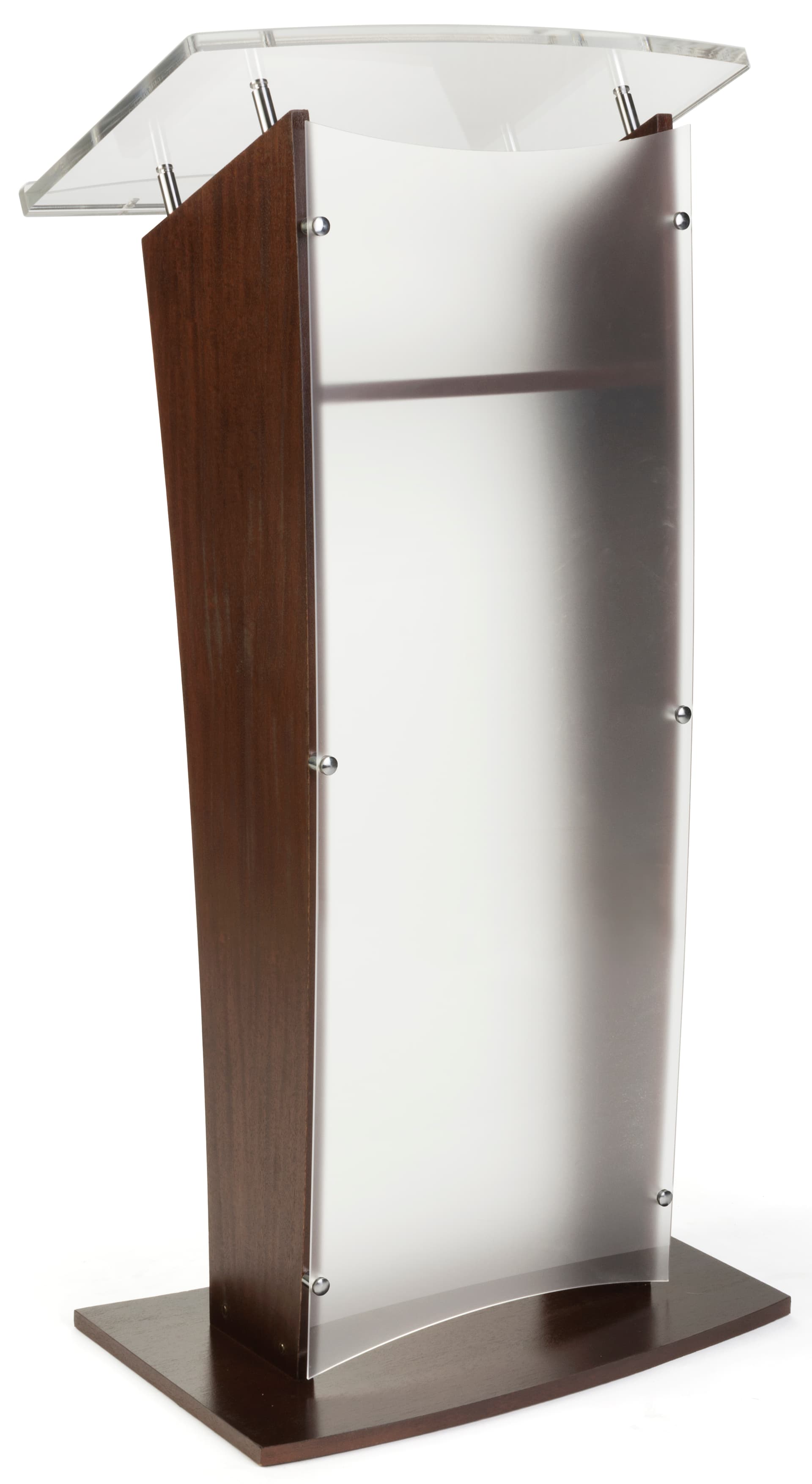 Silver Finished Frosted Acrylic and Wood Podium