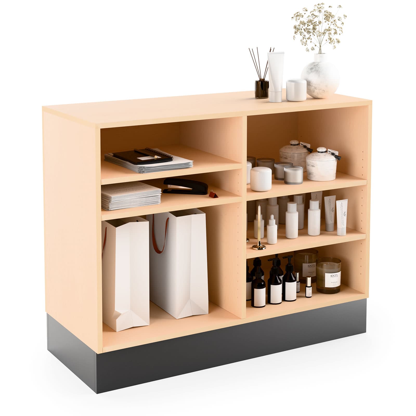 3-piece cash wrap comes with nine adjustable shelves in total