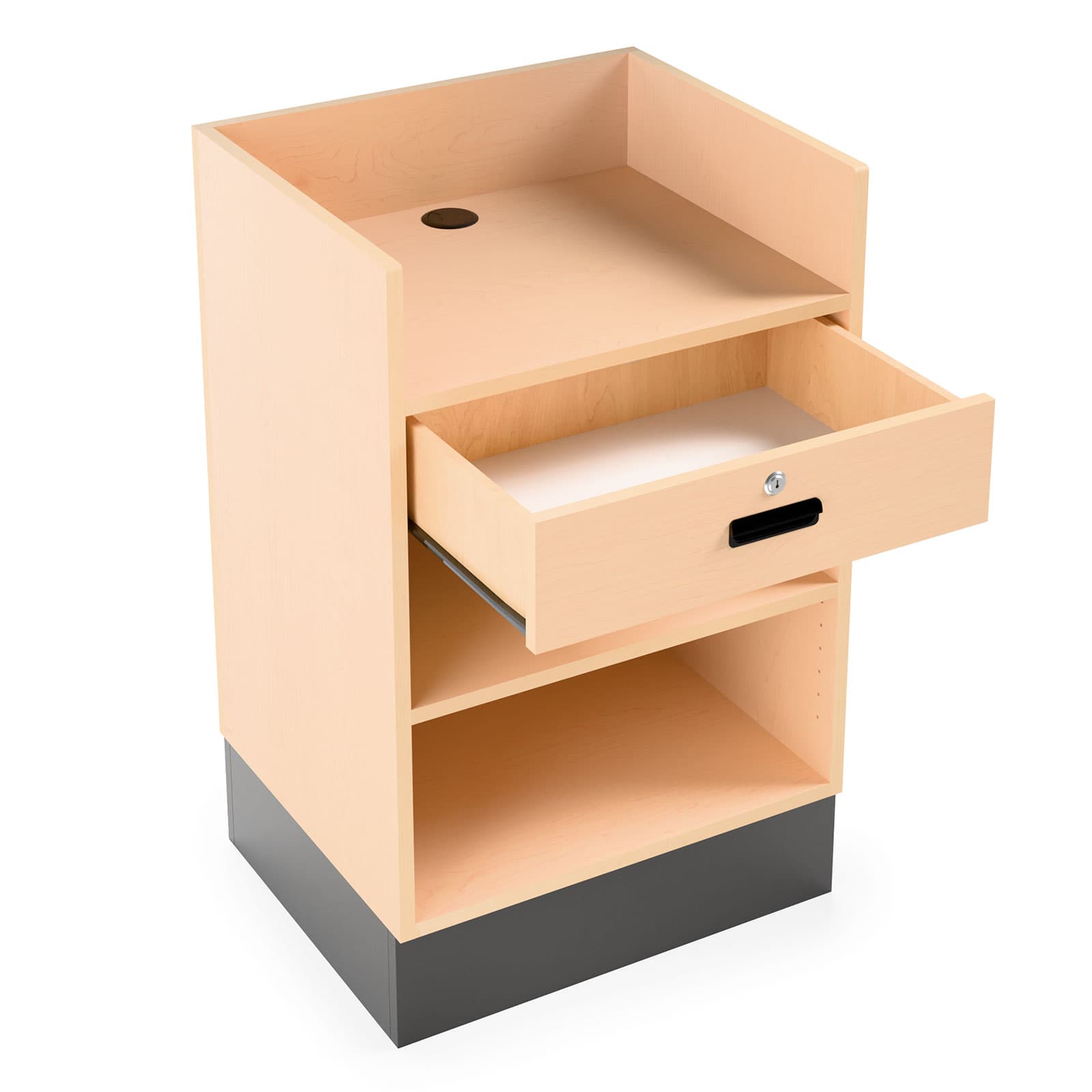 3-piece cash wrap includes checkout station with drawer and storage