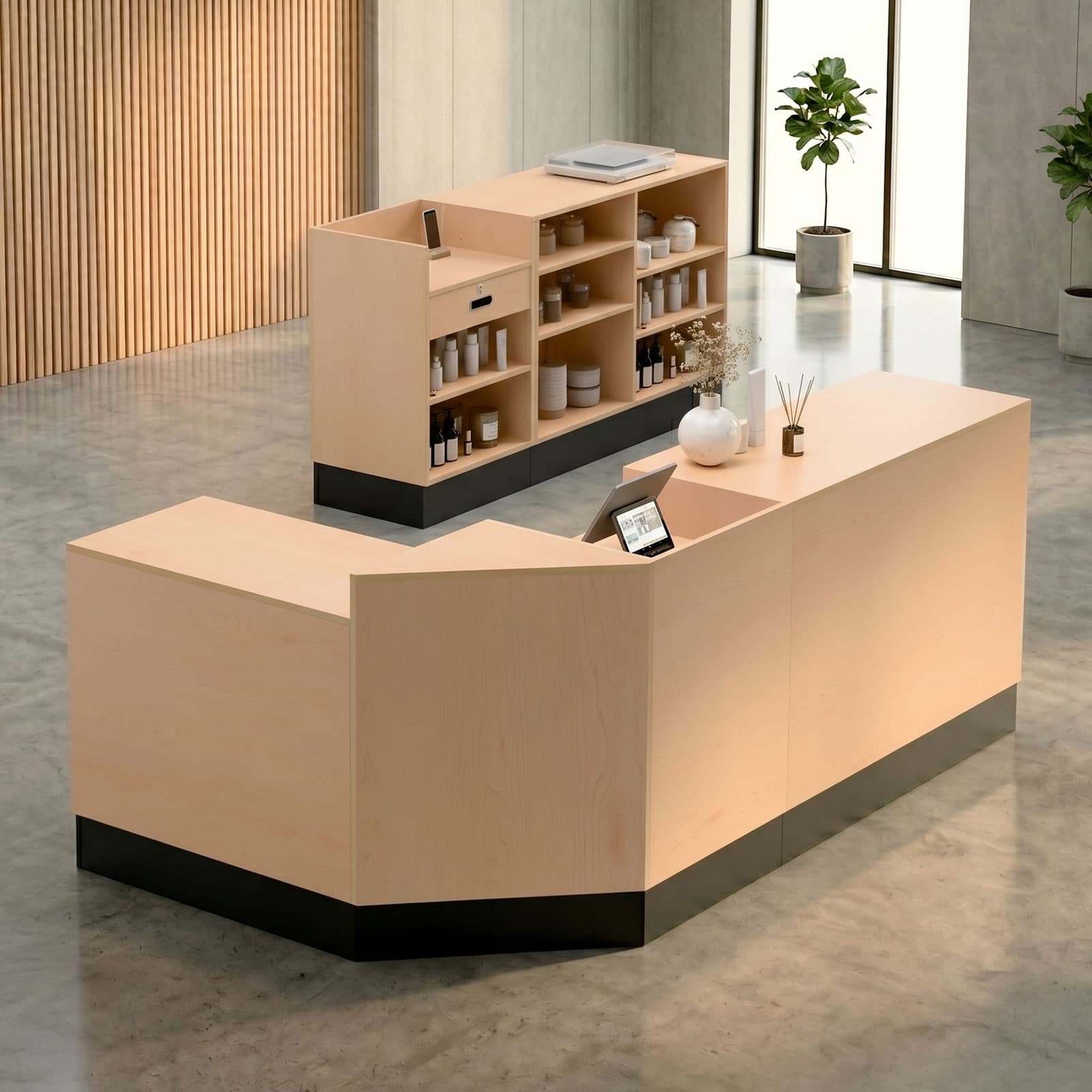 ADA-compliant sales counter shown as part of a cash wrap layout