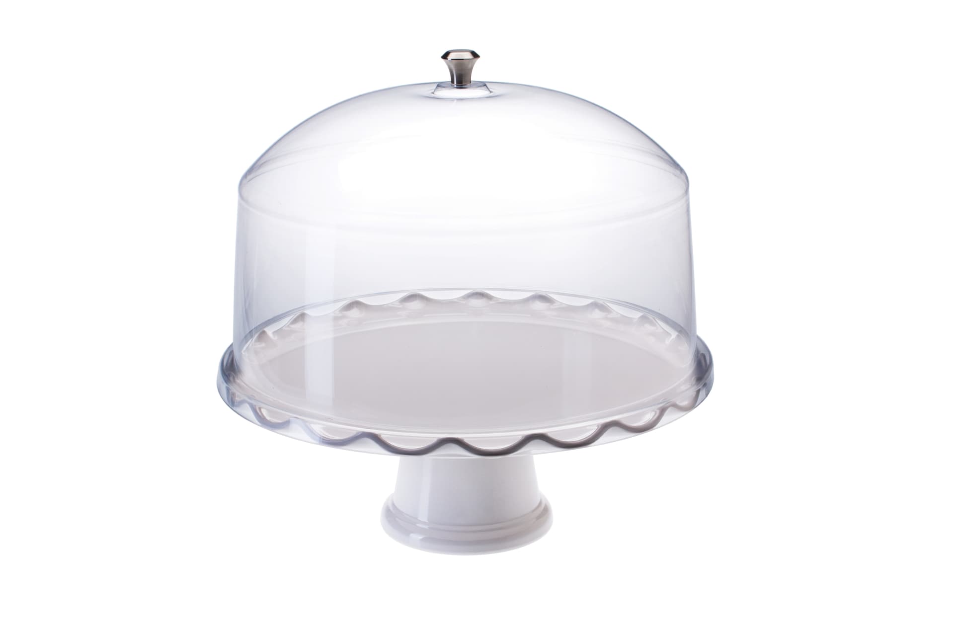13” White Cake Stand with Dome 