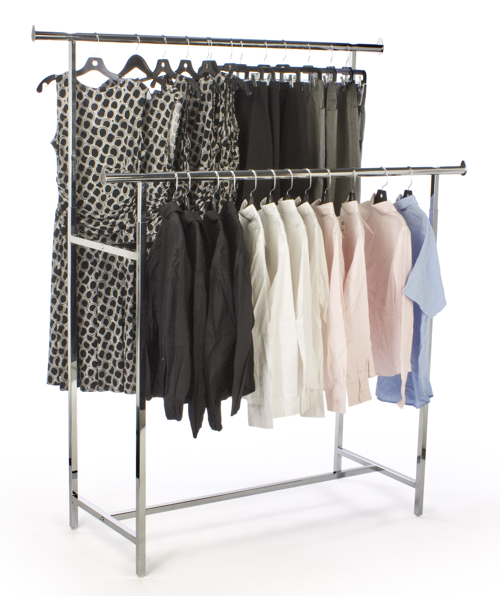 Straight Rod Clothes Rack | Adjustable Height Garment Display | Displays2Go