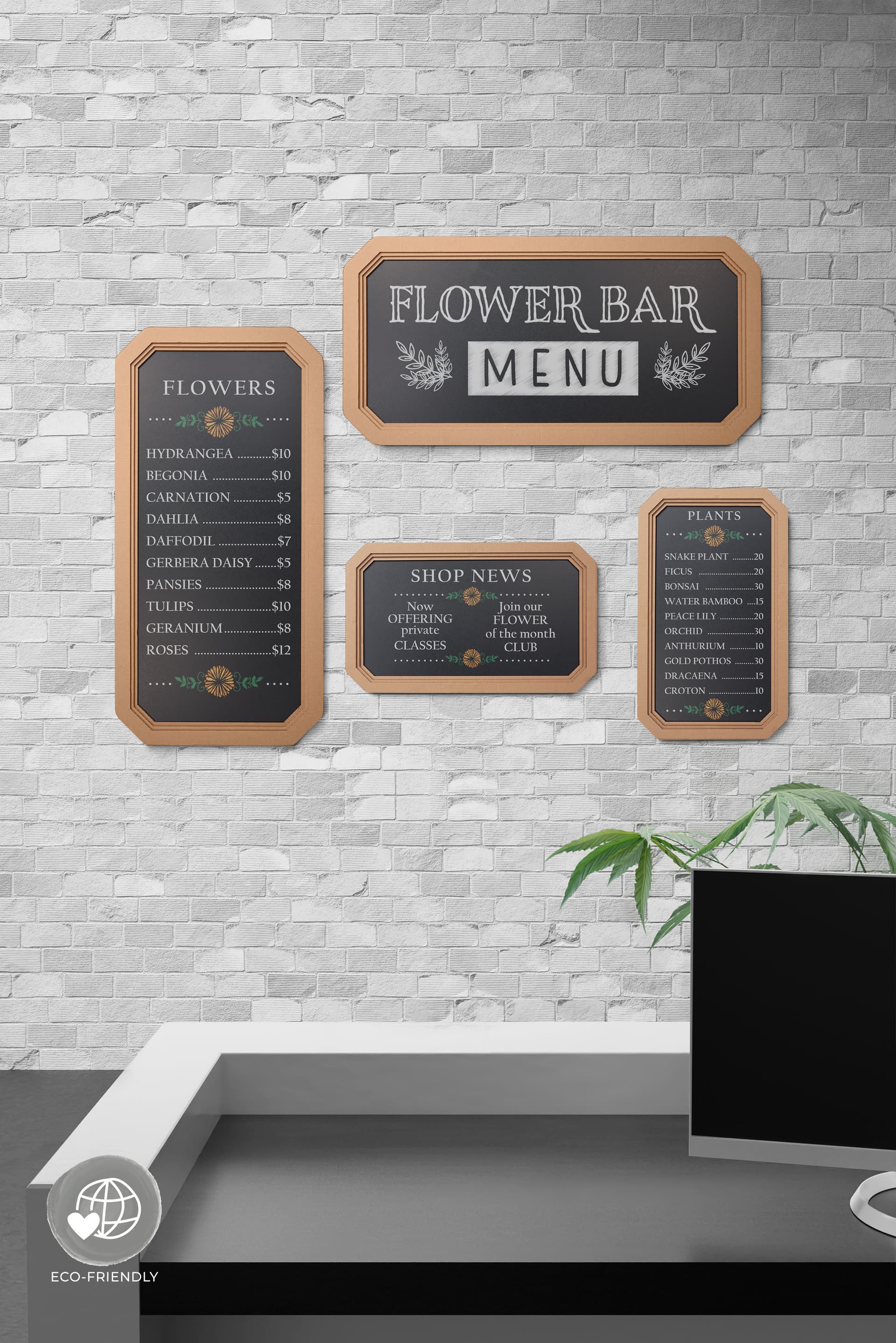 Small framed chalkboard sign with raised border 