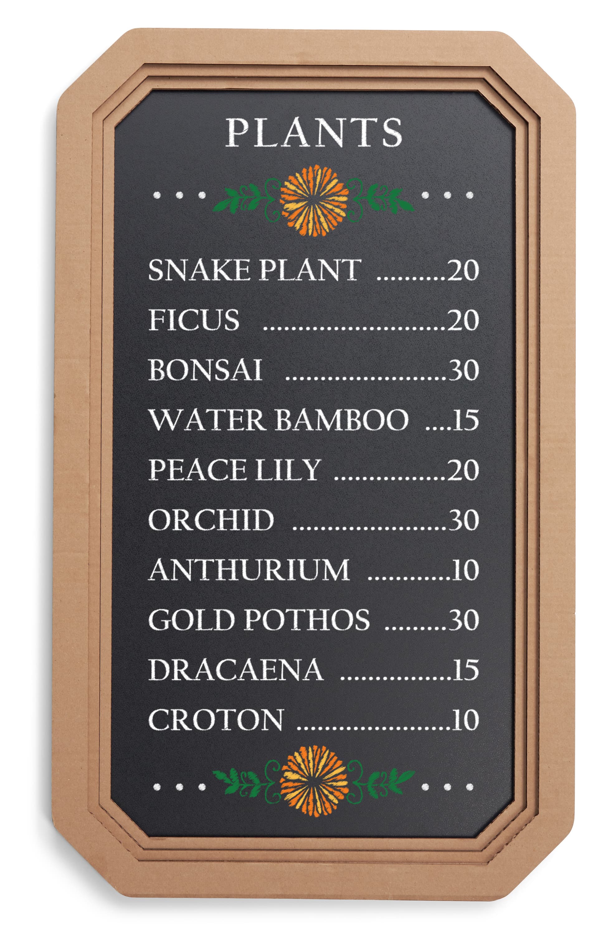 Small framed chalkboard sign is 100 percent recyclable 