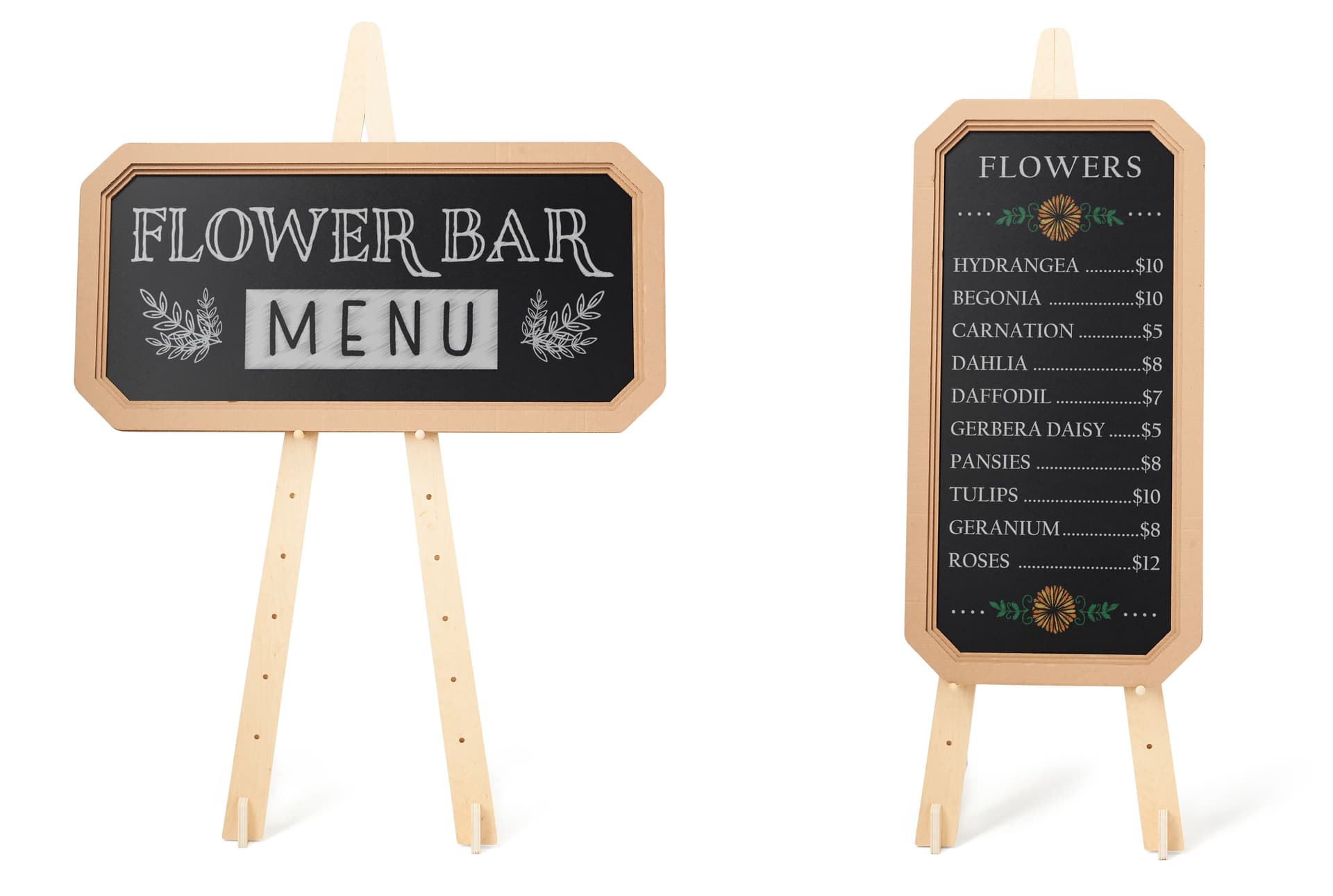 Folding display easel measures 26 inches wide by 67 inches tall 