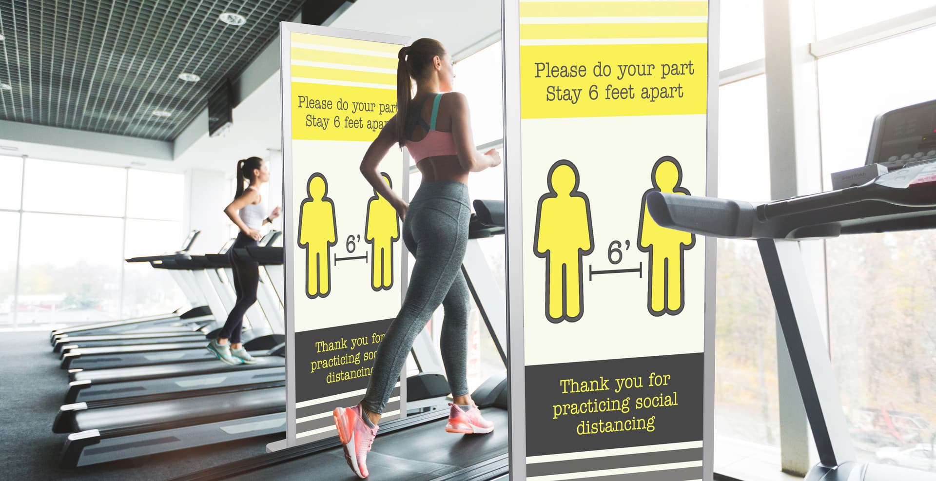 Fixed-width 2-sided portable poster stand with beveled base