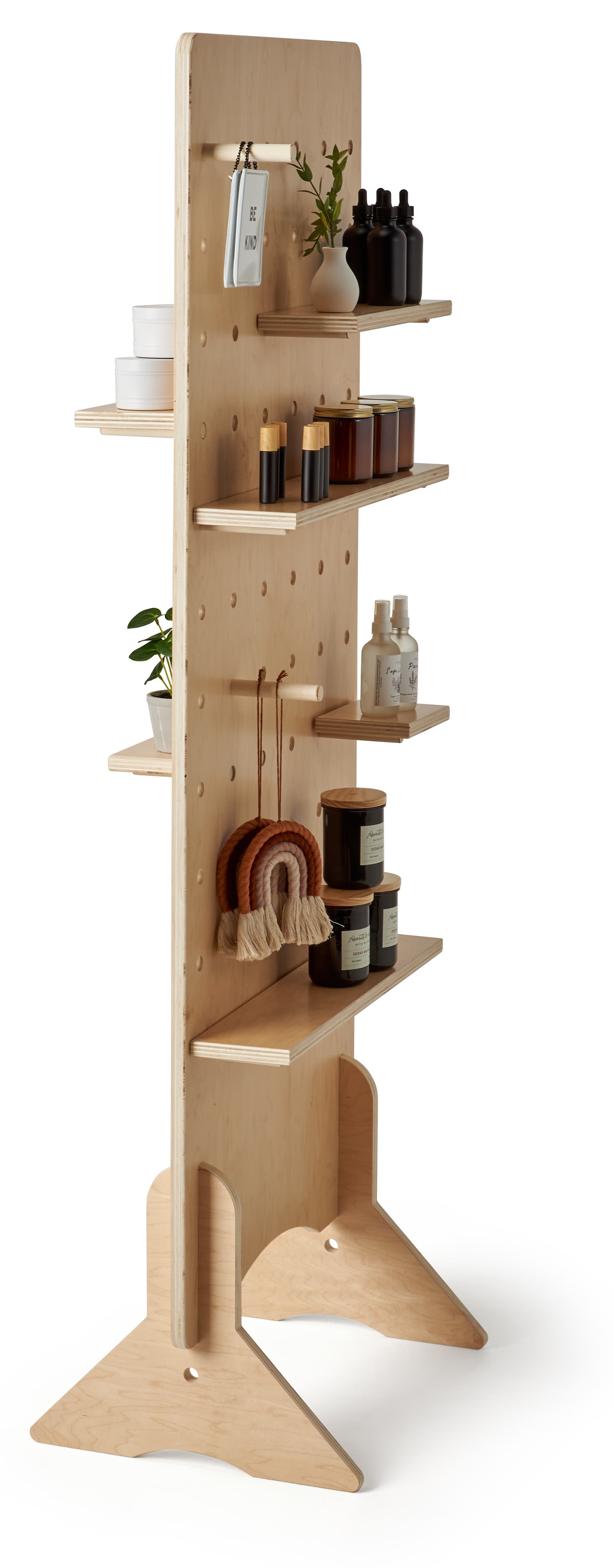 Modern pegboard shelving with pack of 40 wooden pegs 