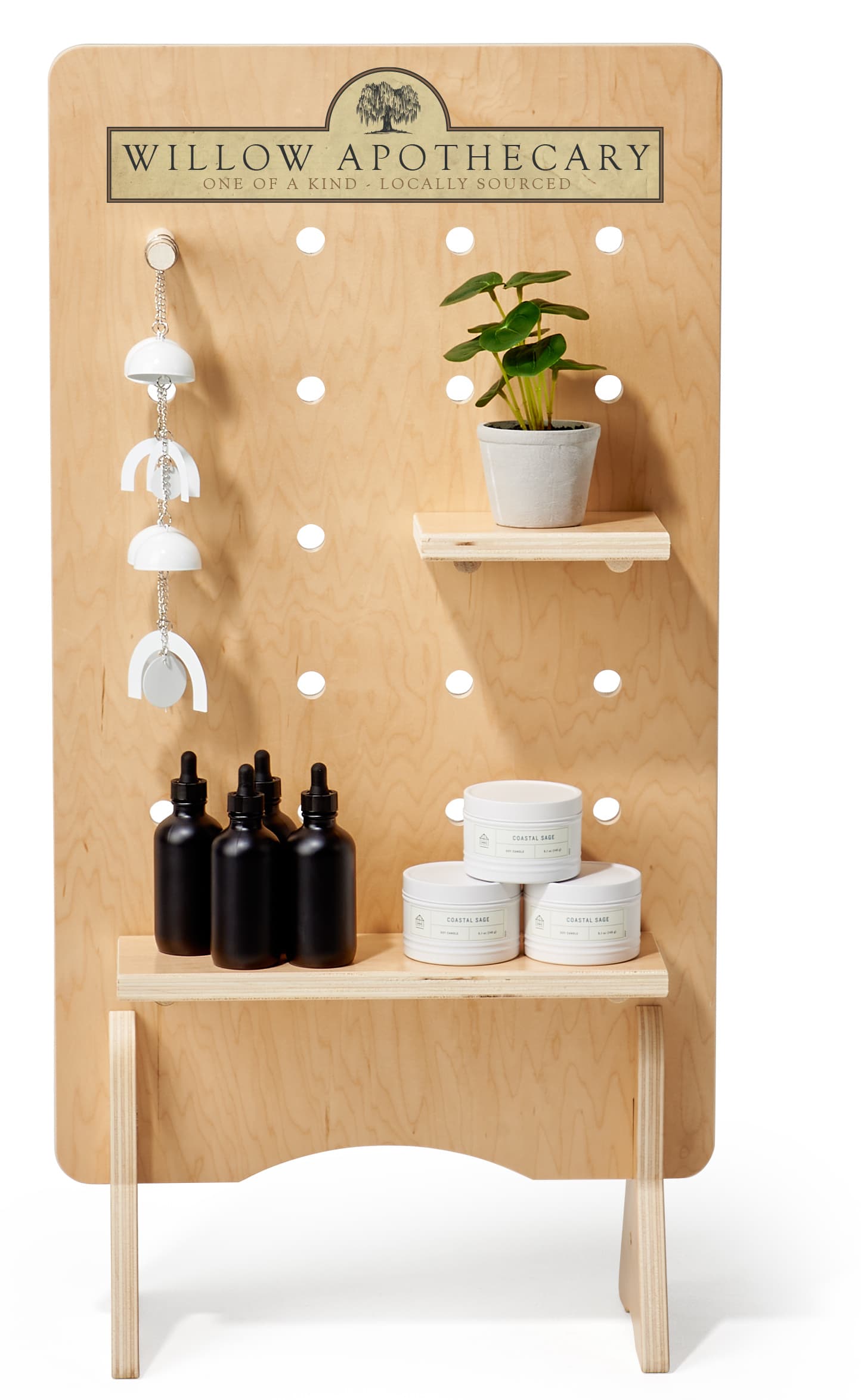 Pegboard retail display with personalized full color artwork 