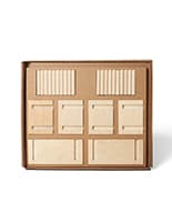 Wooden pegboard accessories with 4 small and 2 large shelves