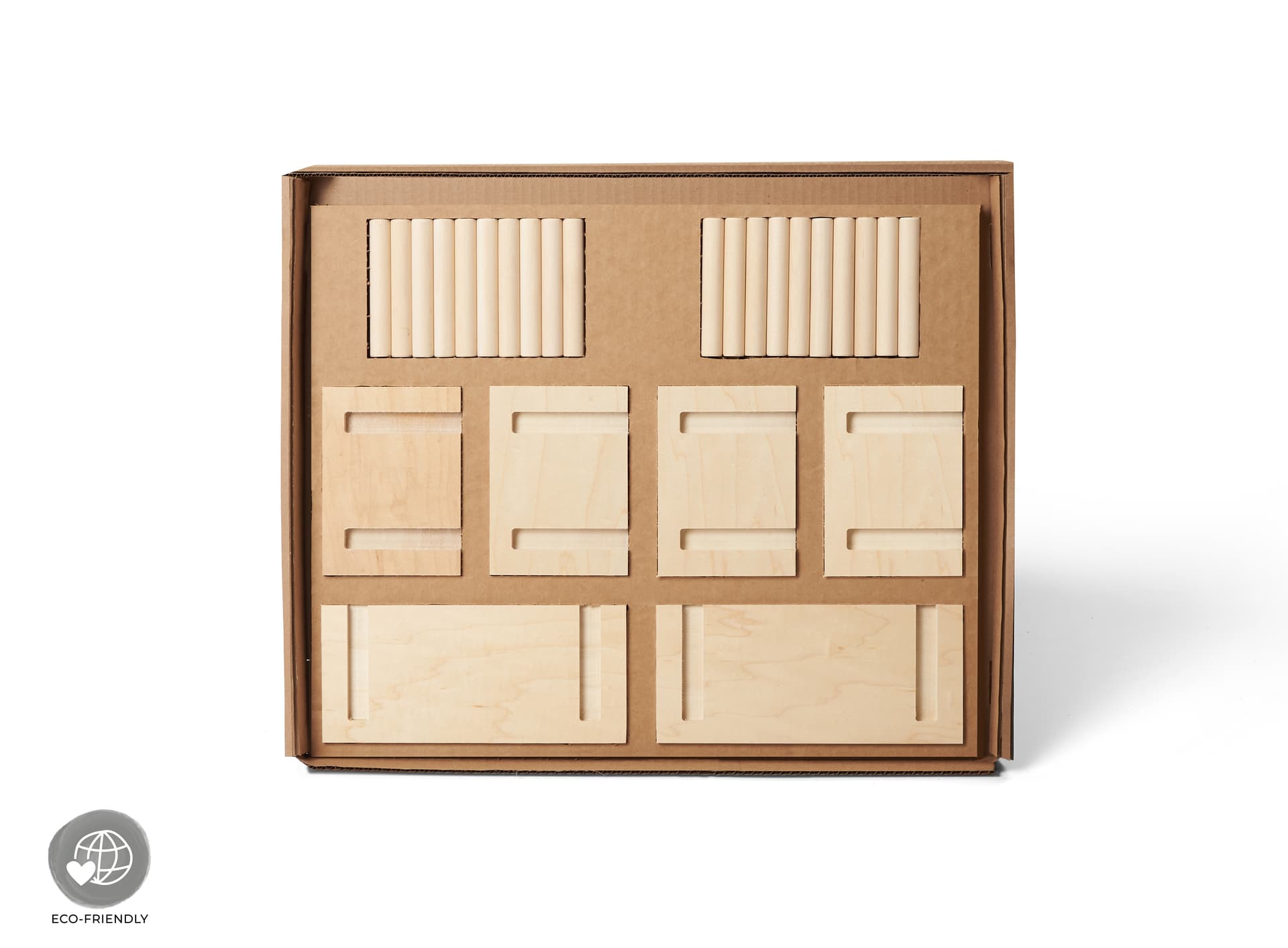 Wooden pegboard accessories made with eco-friendly poplar wood