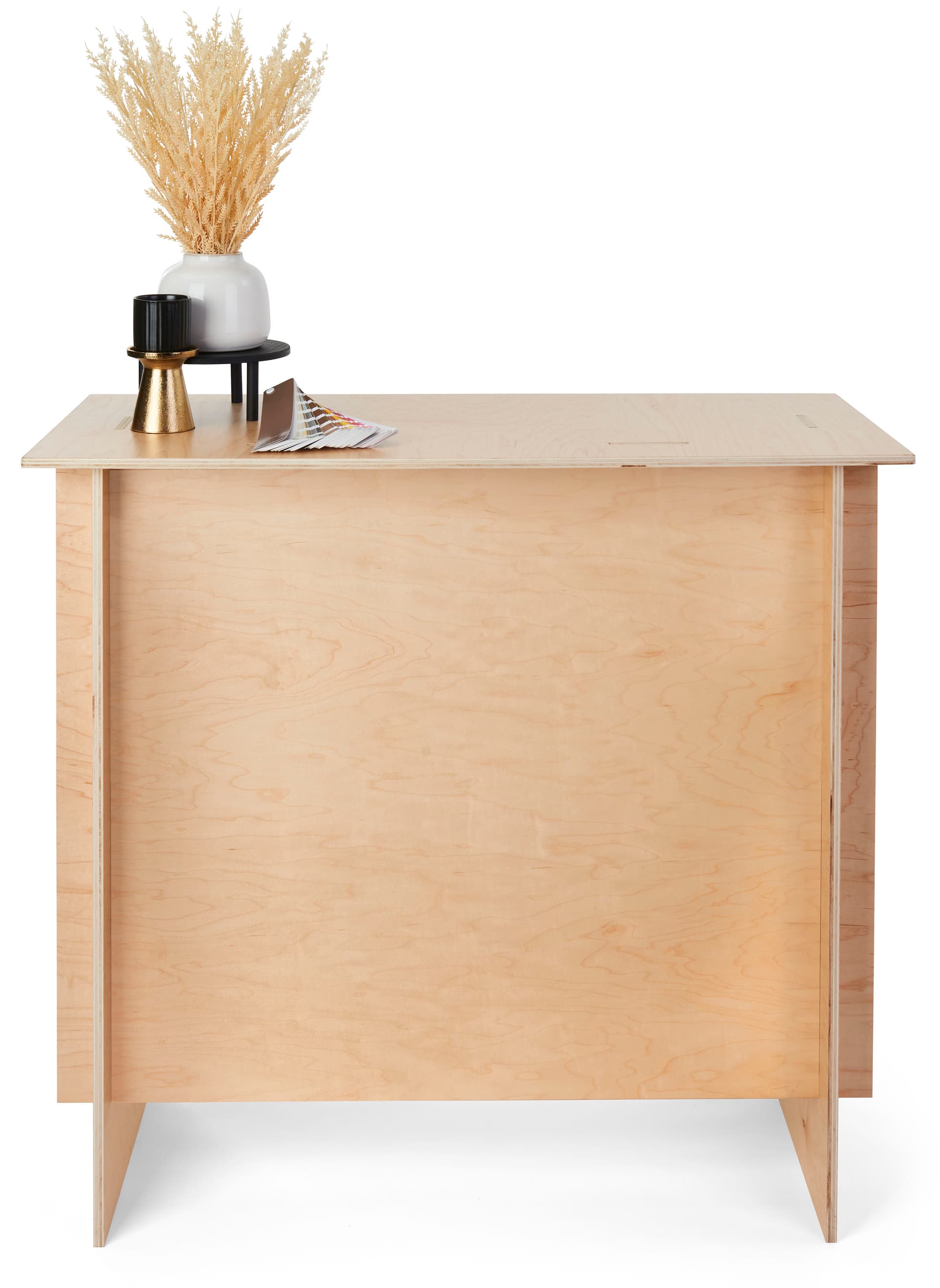 Portable wooden sales counter with flat pack design 