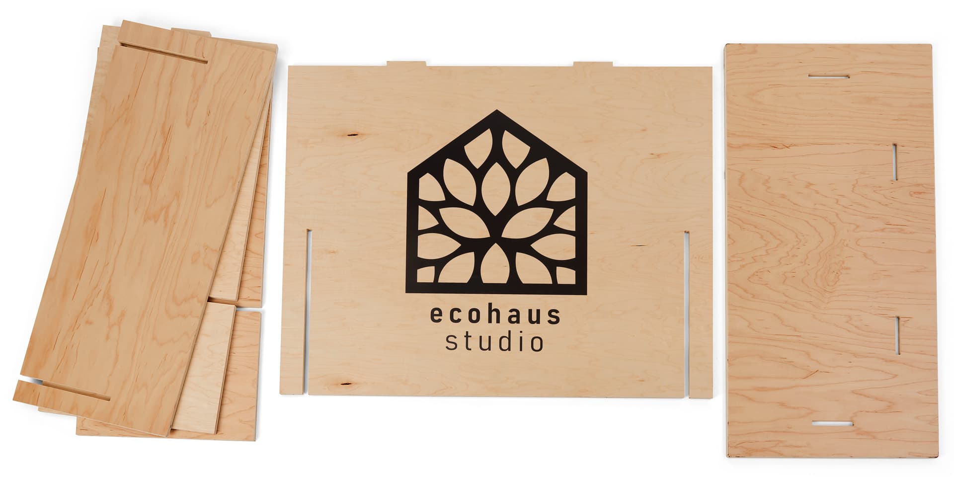 Custom-printed wooden display counter with knockdown design 
