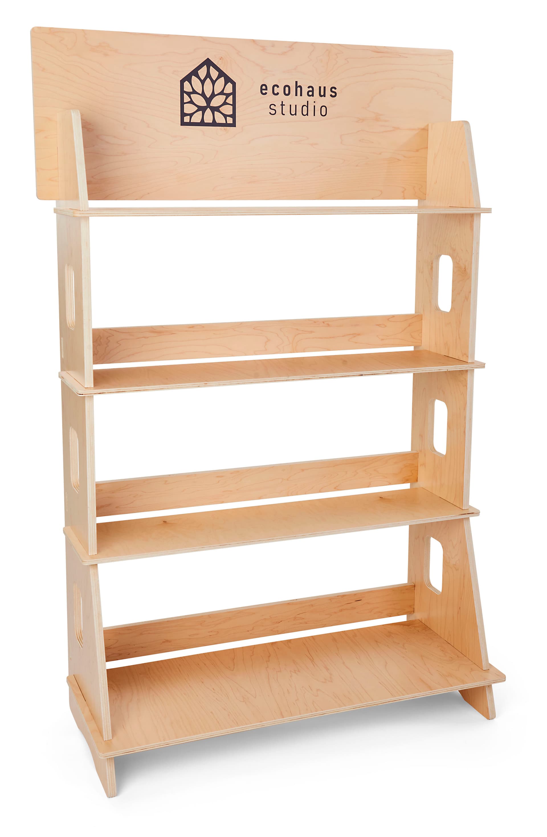 Custom-printed wooden shelf stand with poplar wood construction 