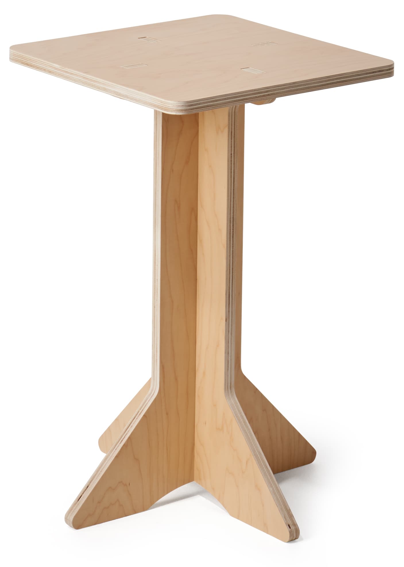 Collapsible wooden retail pedestal with eco-friendly poplar wood construction 