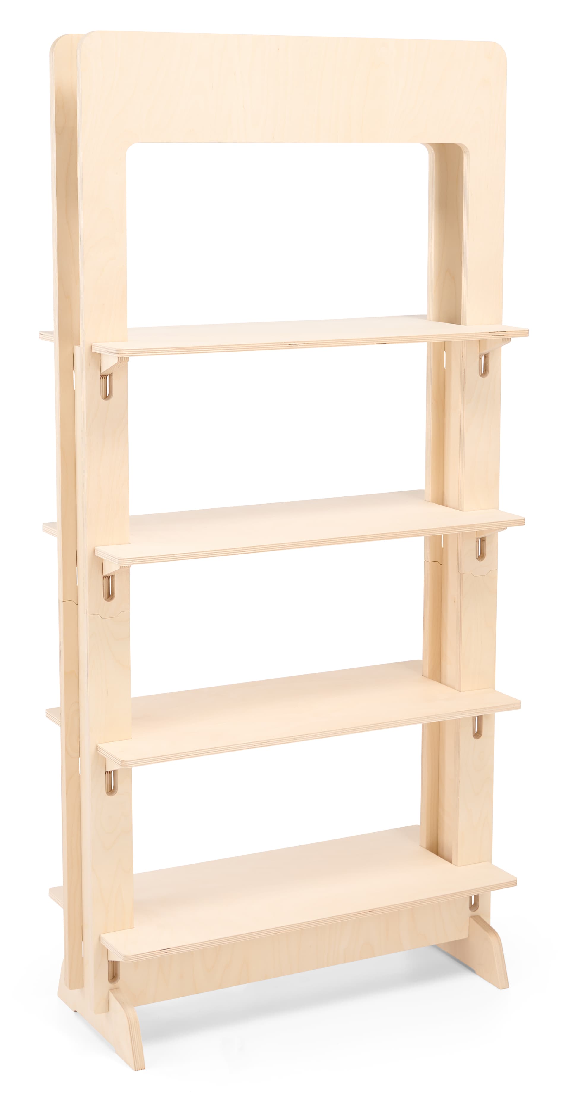 Wood freestanding shelving unit with no tools or hardware required 