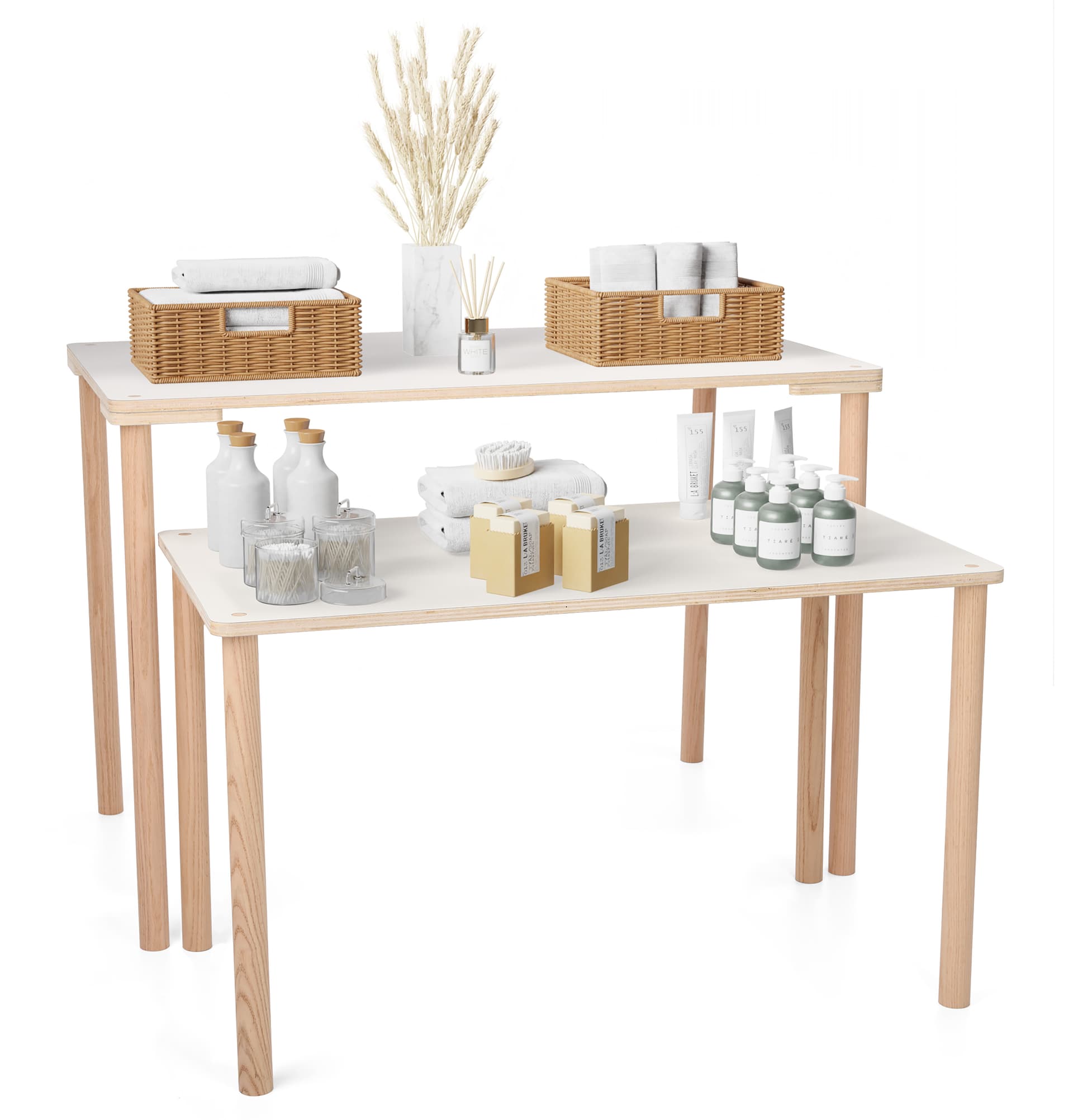 Wood Nesting Tables with Set of 2 Tables