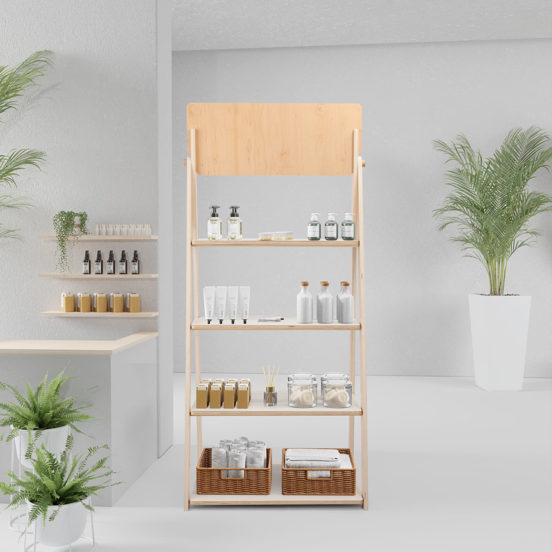 White Ladder Shelves with 13" x 29" Header Dimensions   