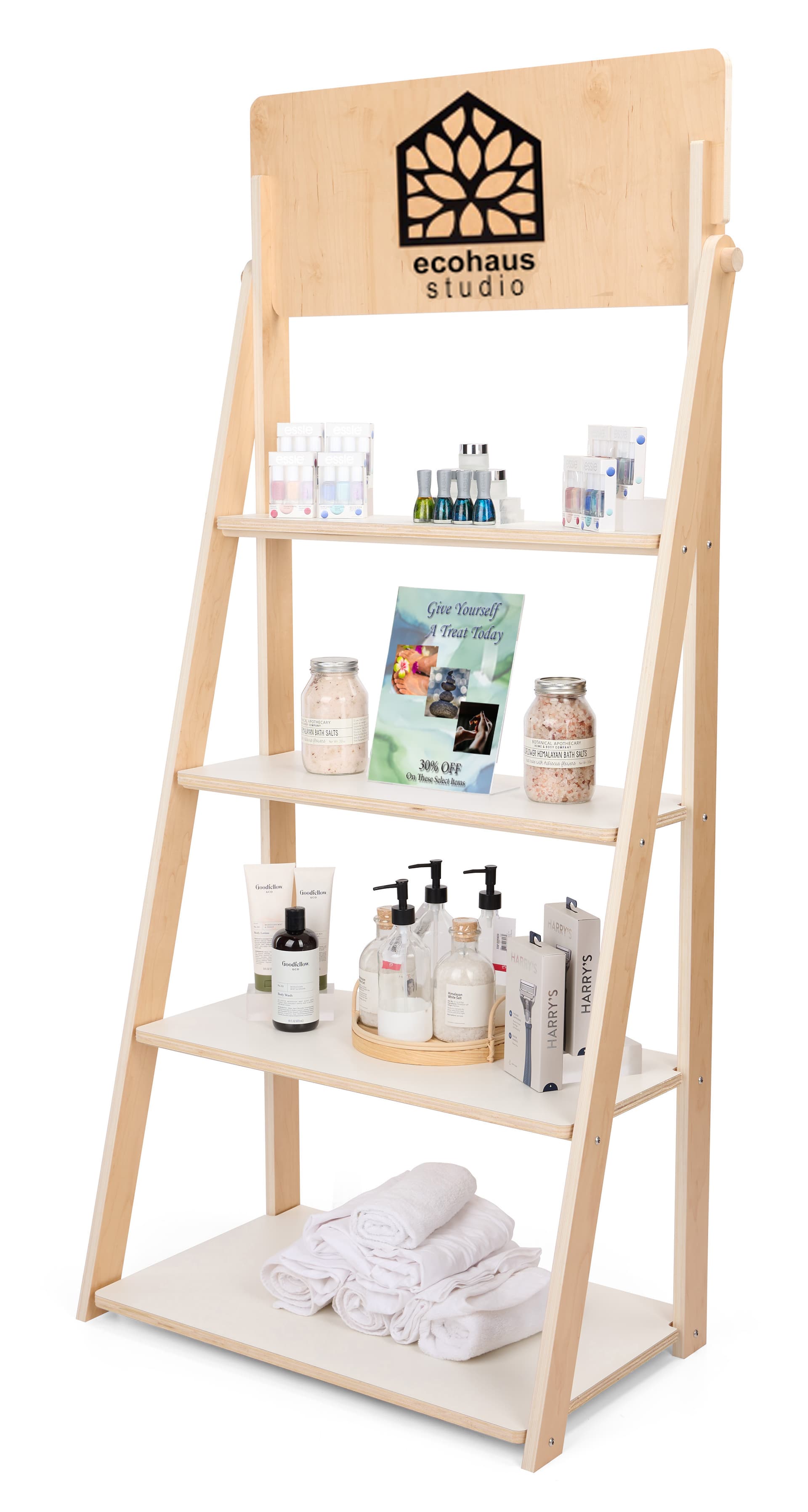 Wooden Ladder Shelves with Coated UV Plywood