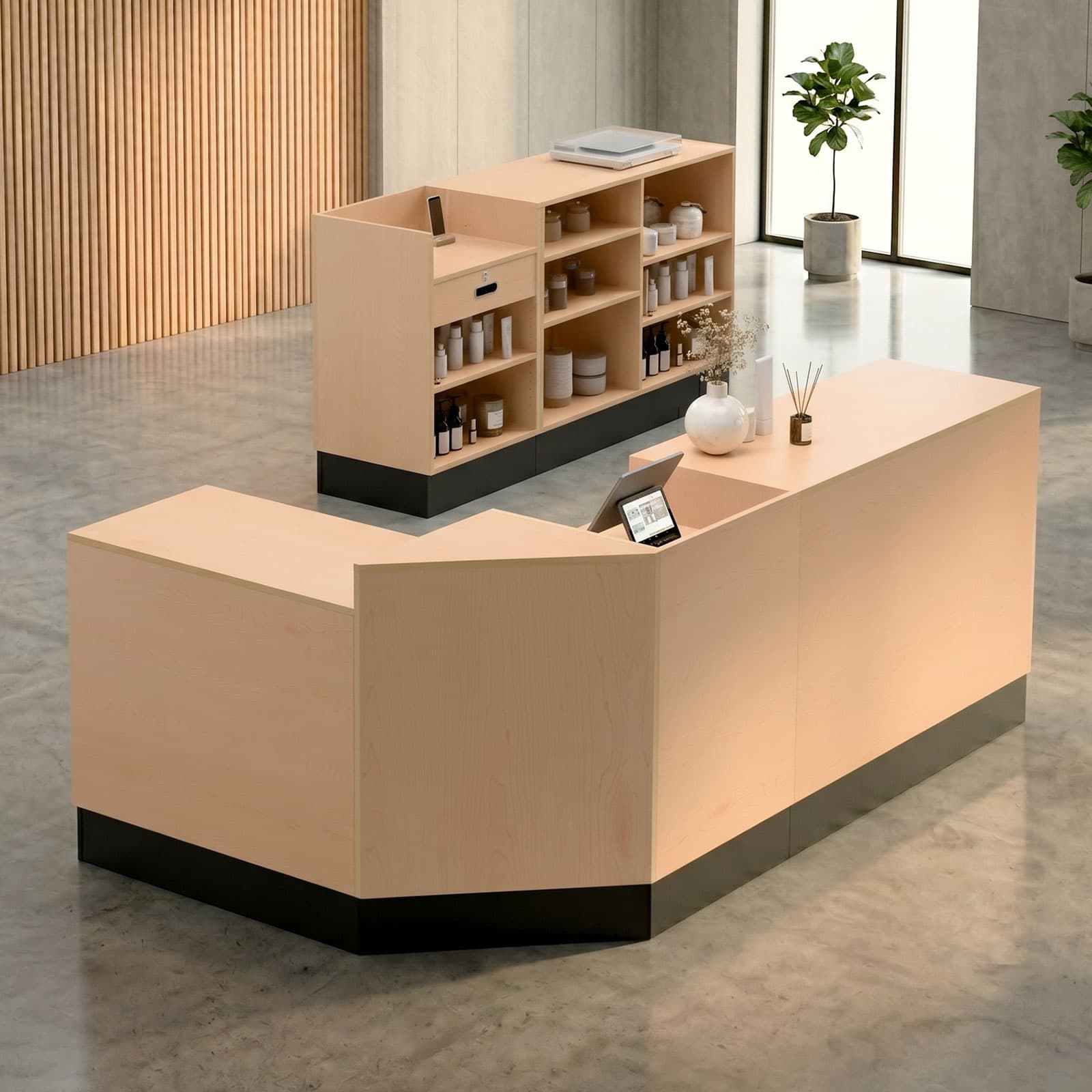 Corner filler sales counter seamlessly fills the voids around corners