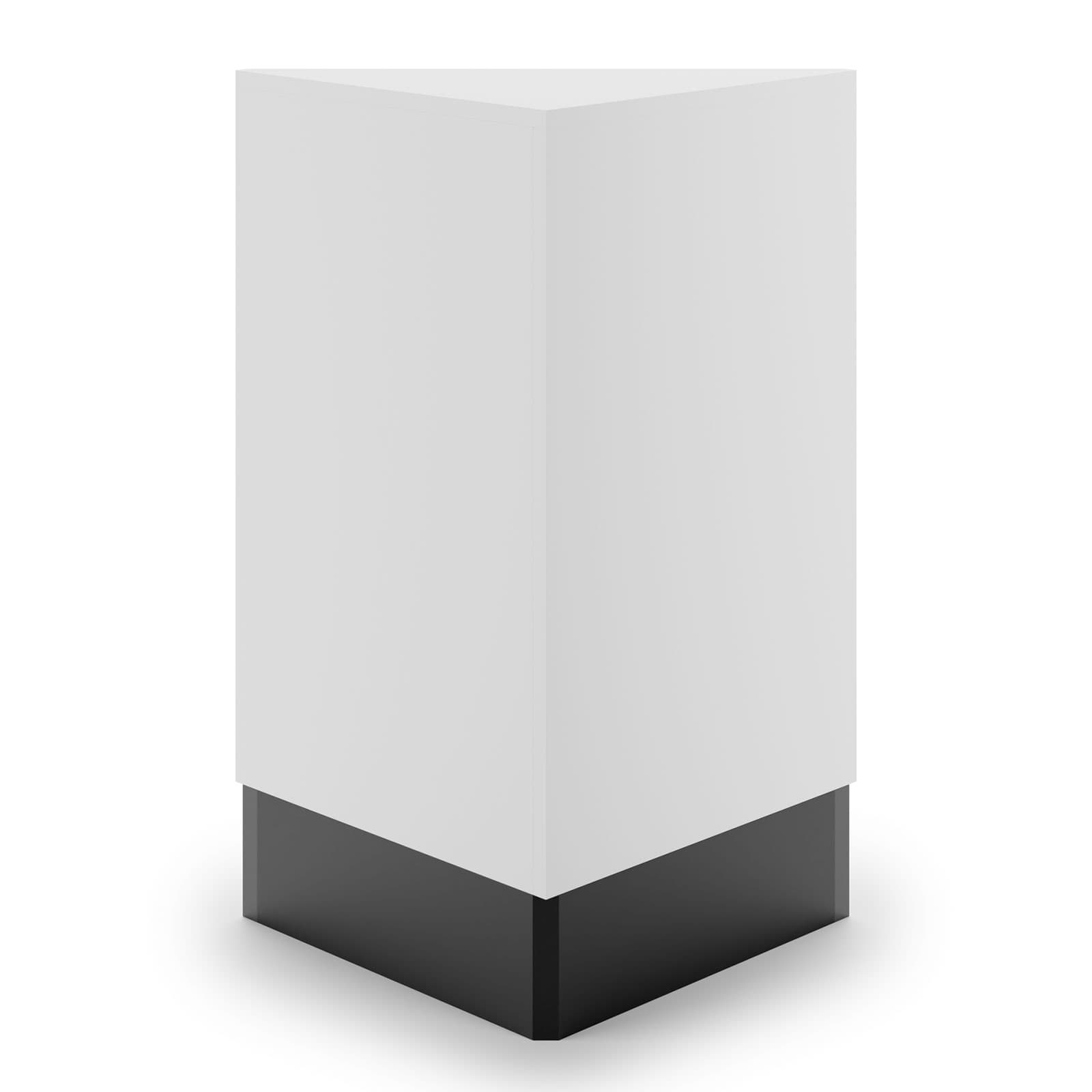 Corner filler sales counter provides cash wraps with a finished appearance that looks custom-made