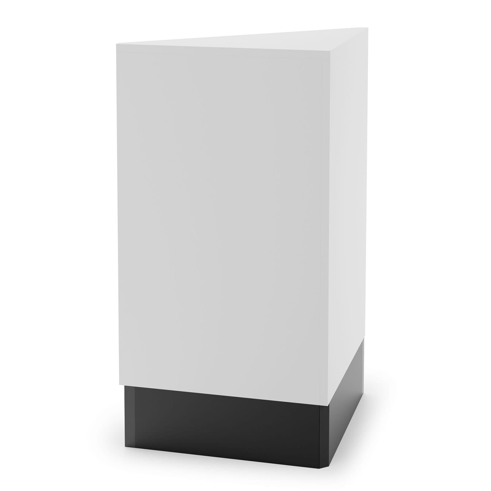 Corner filler sales counter in satin white finish