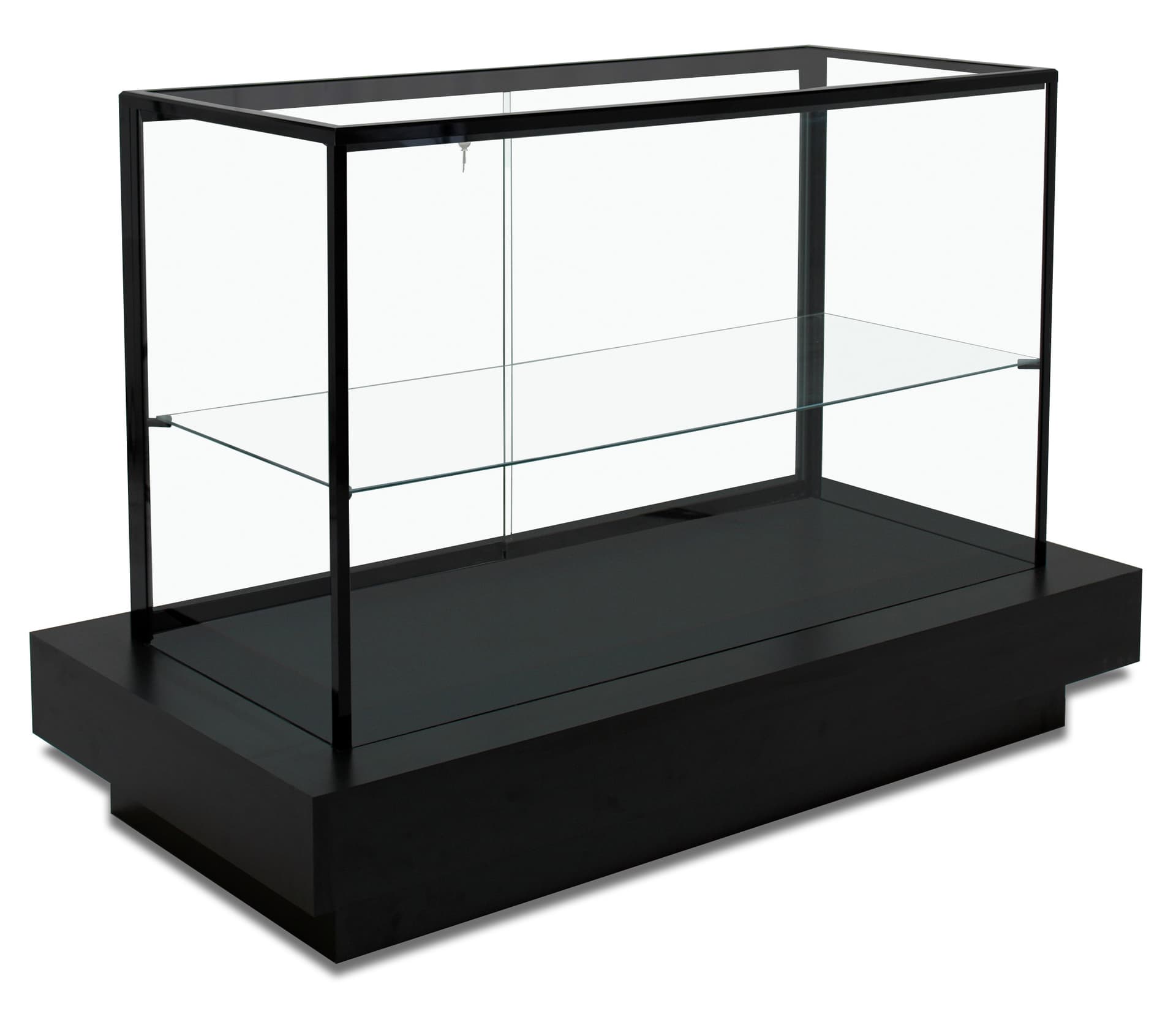 Illuminated display case​ showcasing the case empty