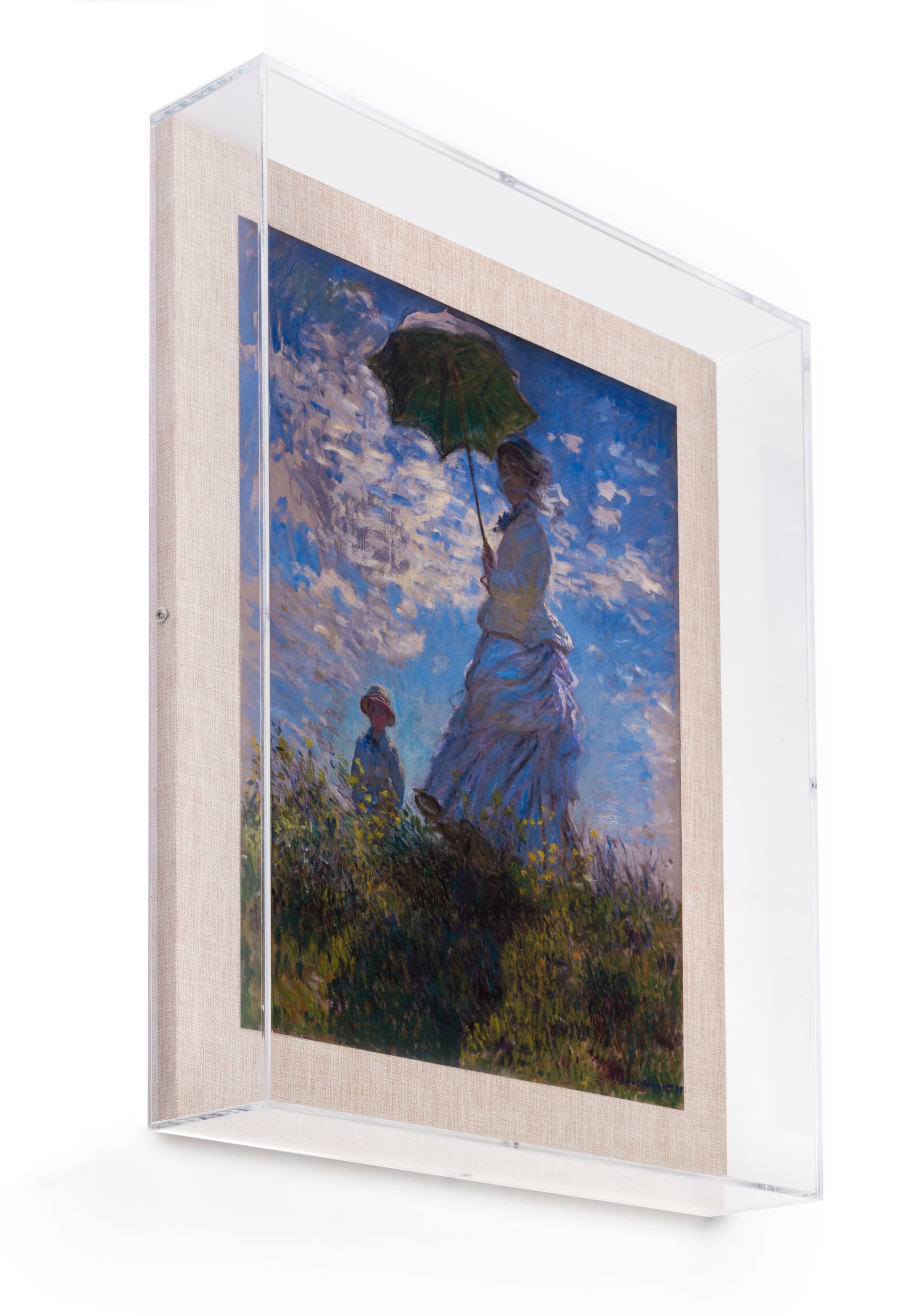 16" x 20" Linen Backed Exhibit Wall Frame with Tan Base