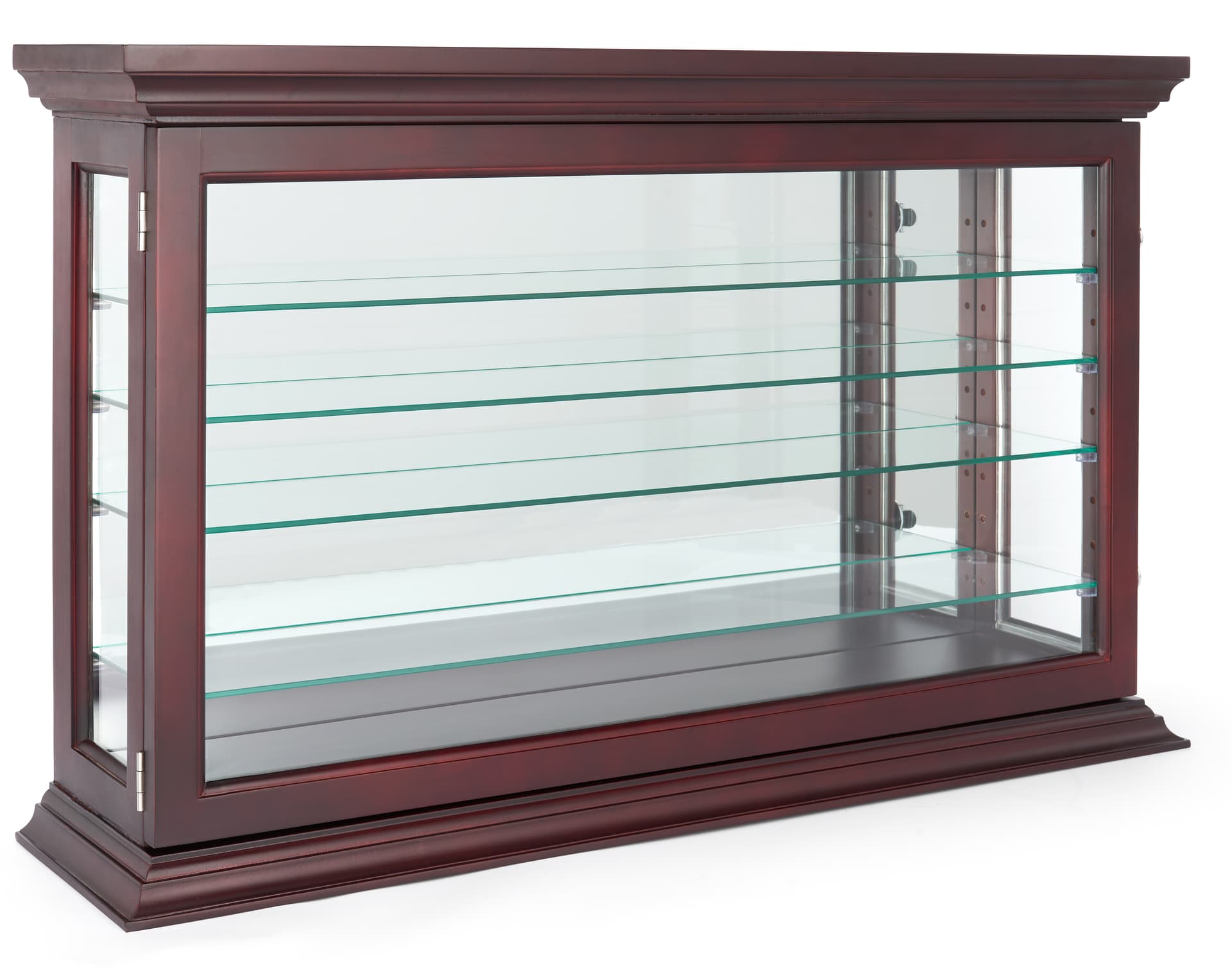 Mirrored curio cabinet with four glass shelves 
