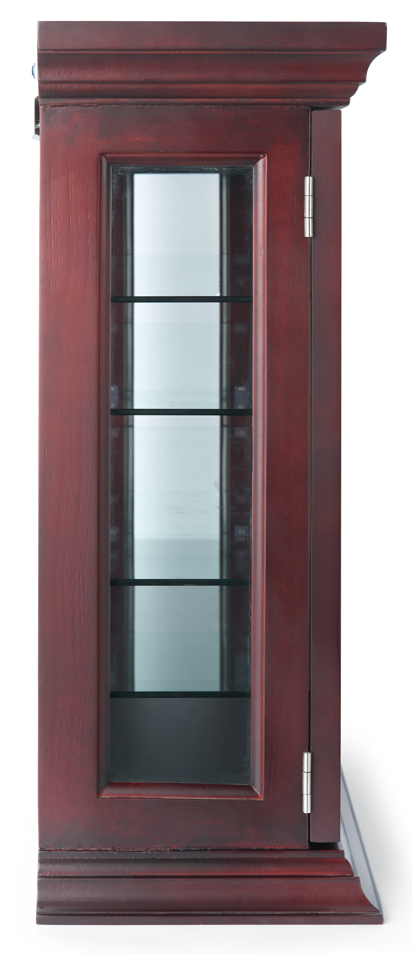 Mirrored curio cabinet with overall width of 34 inches