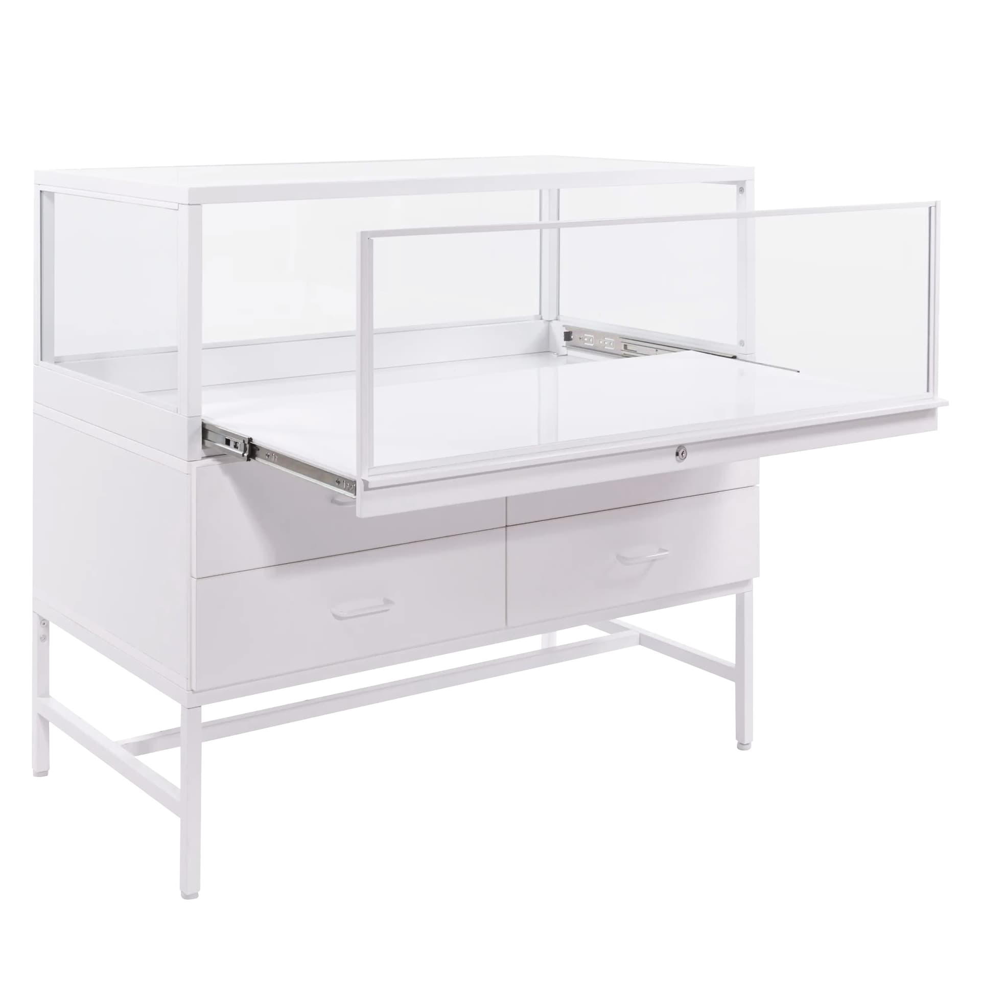 Glass showcase display cabinet with lockable display area