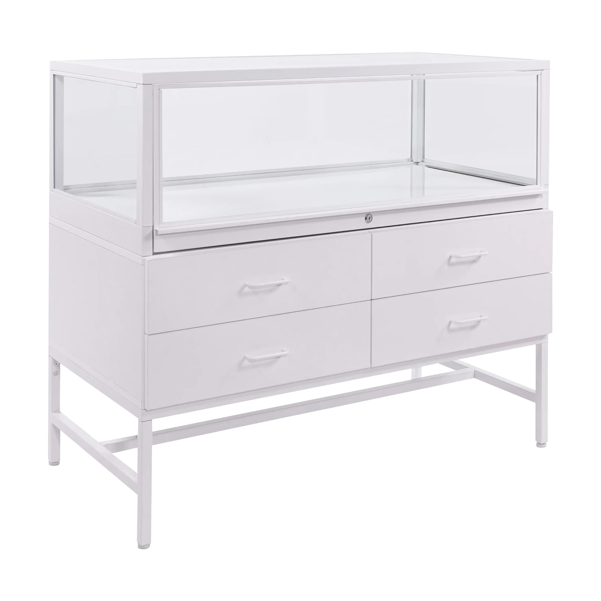 Glass showcase display cabinet with storage
