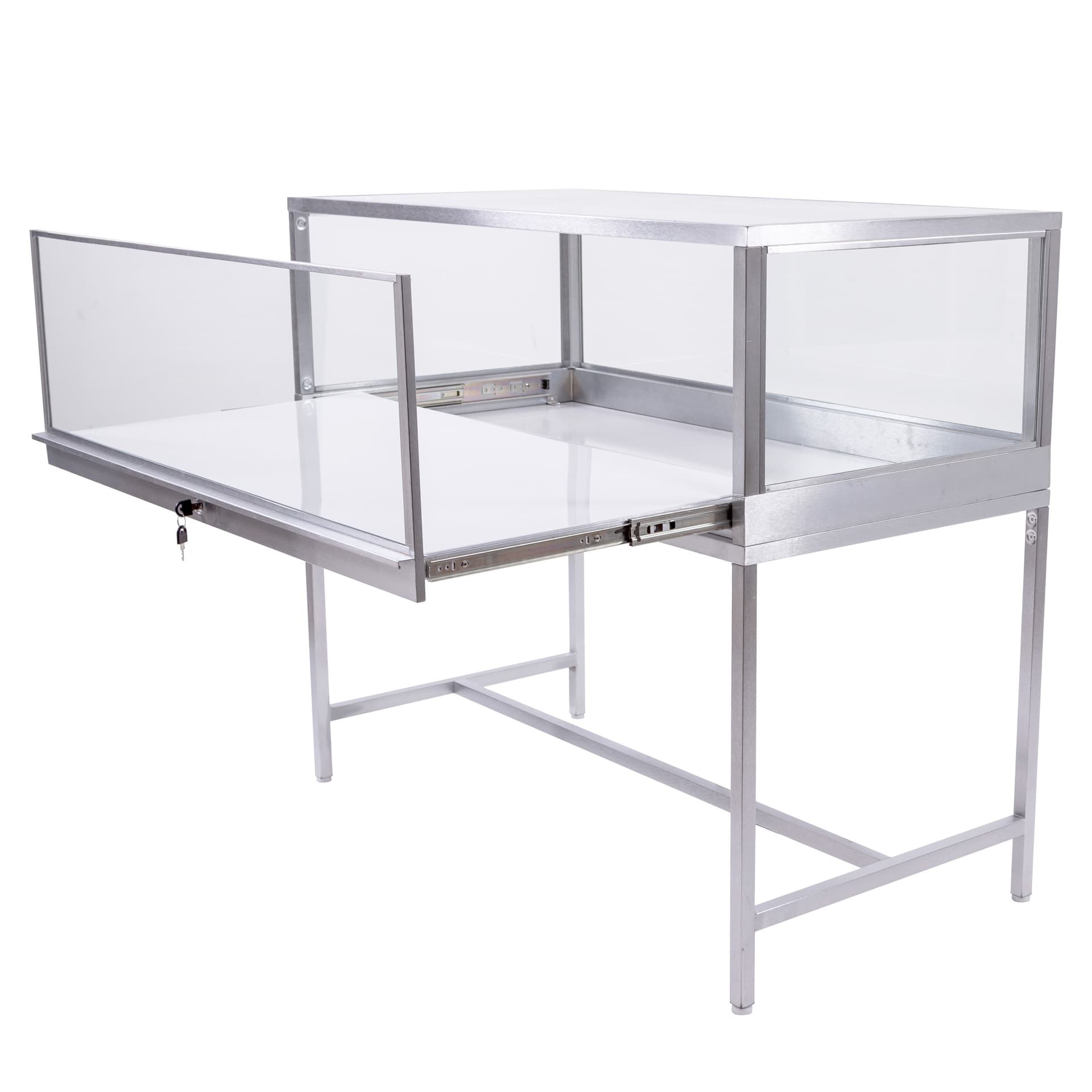 Full vision display case with pull-out display case