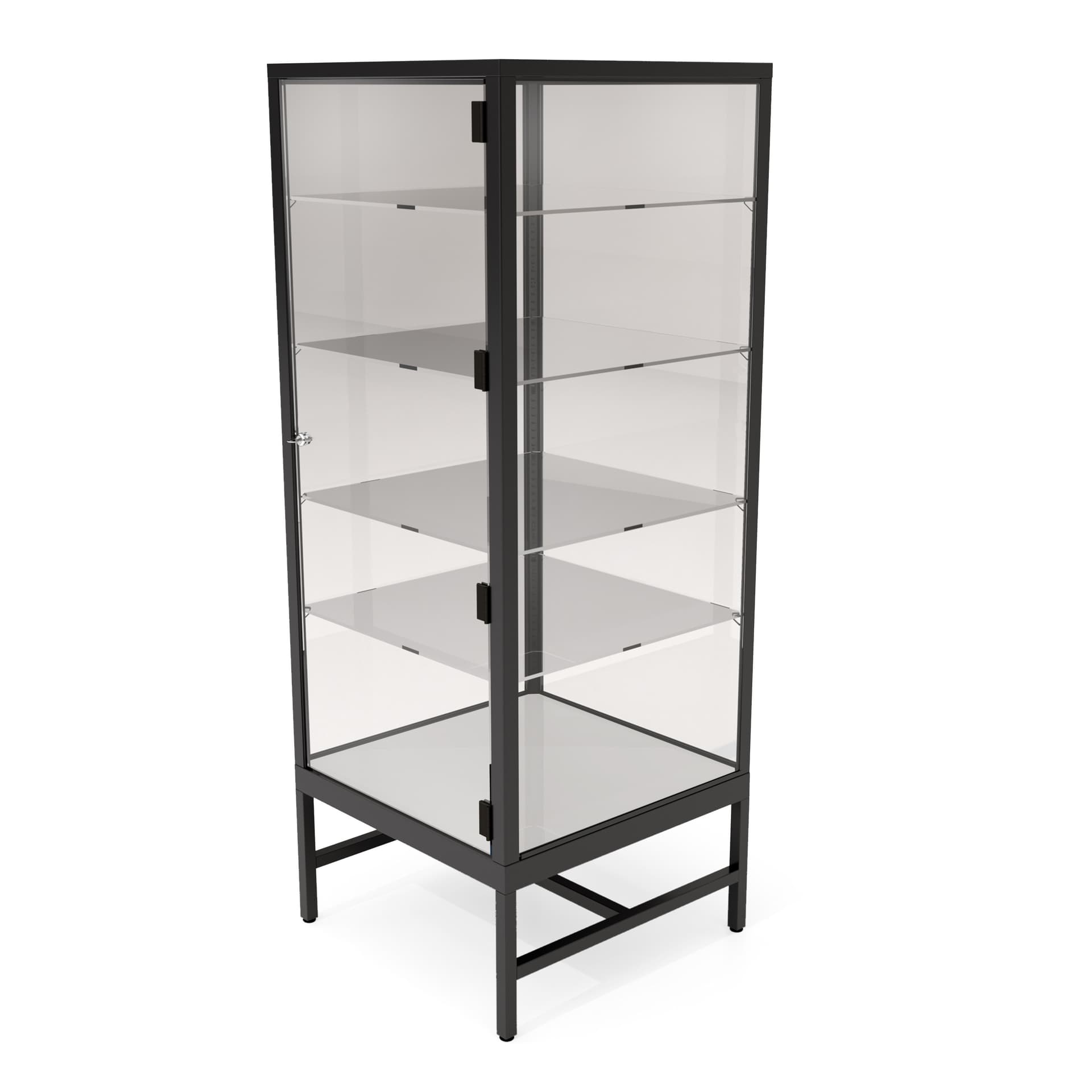 Glass showcase tower in black