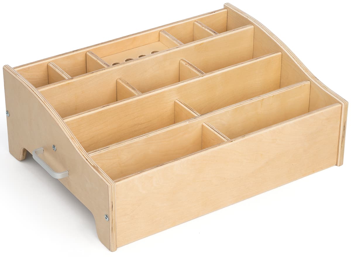 Kids Art Supply Storage with Wood Finish