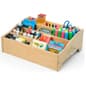 Wood Art Tray with (11) Compartments, 4 Brush Holders, Metal Handles - Natural