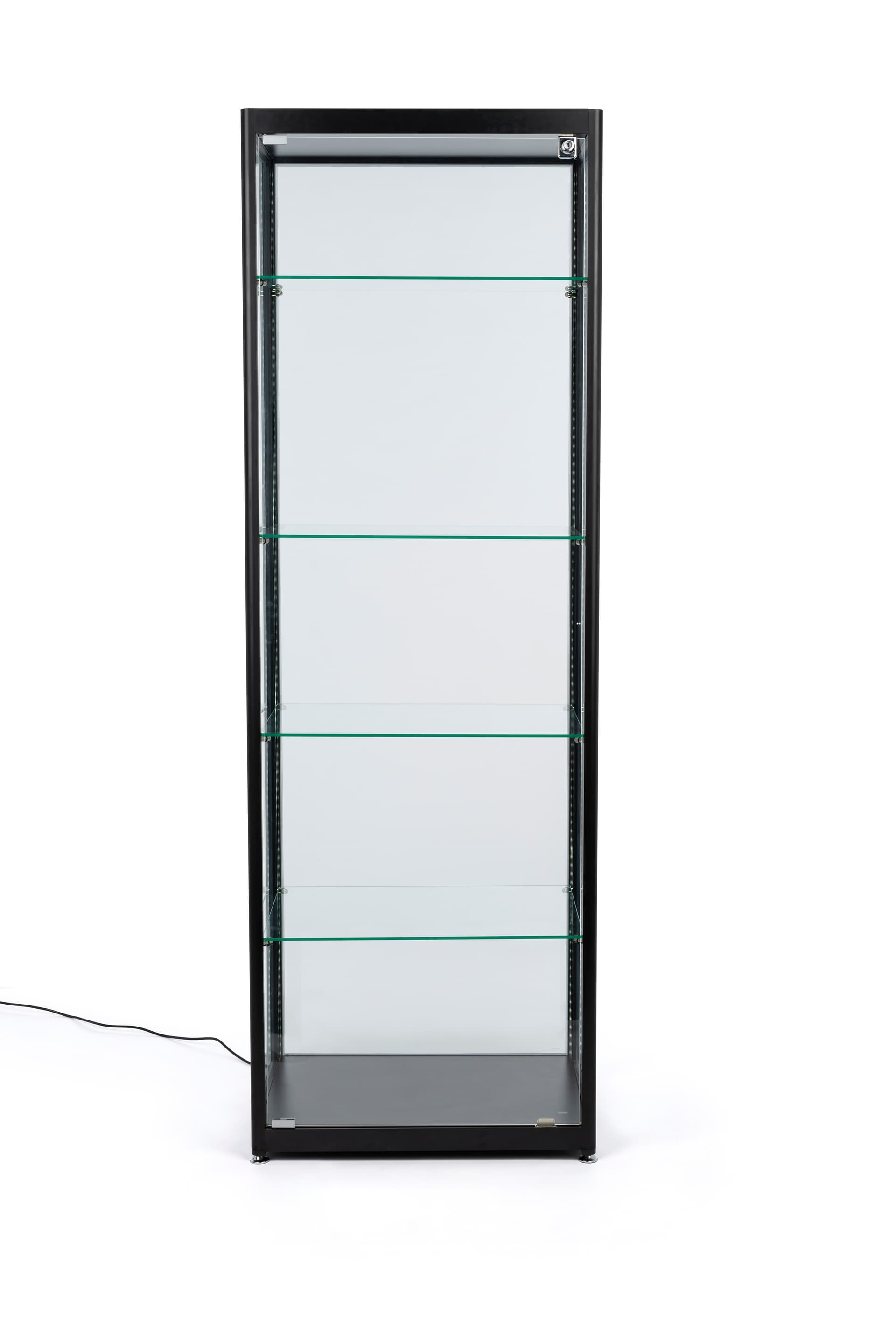 four tier black glass curio display cabinet