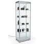 23.5" Glass Display Case, Adjustable Shelves, Locking, Ships Unassembled - Silver