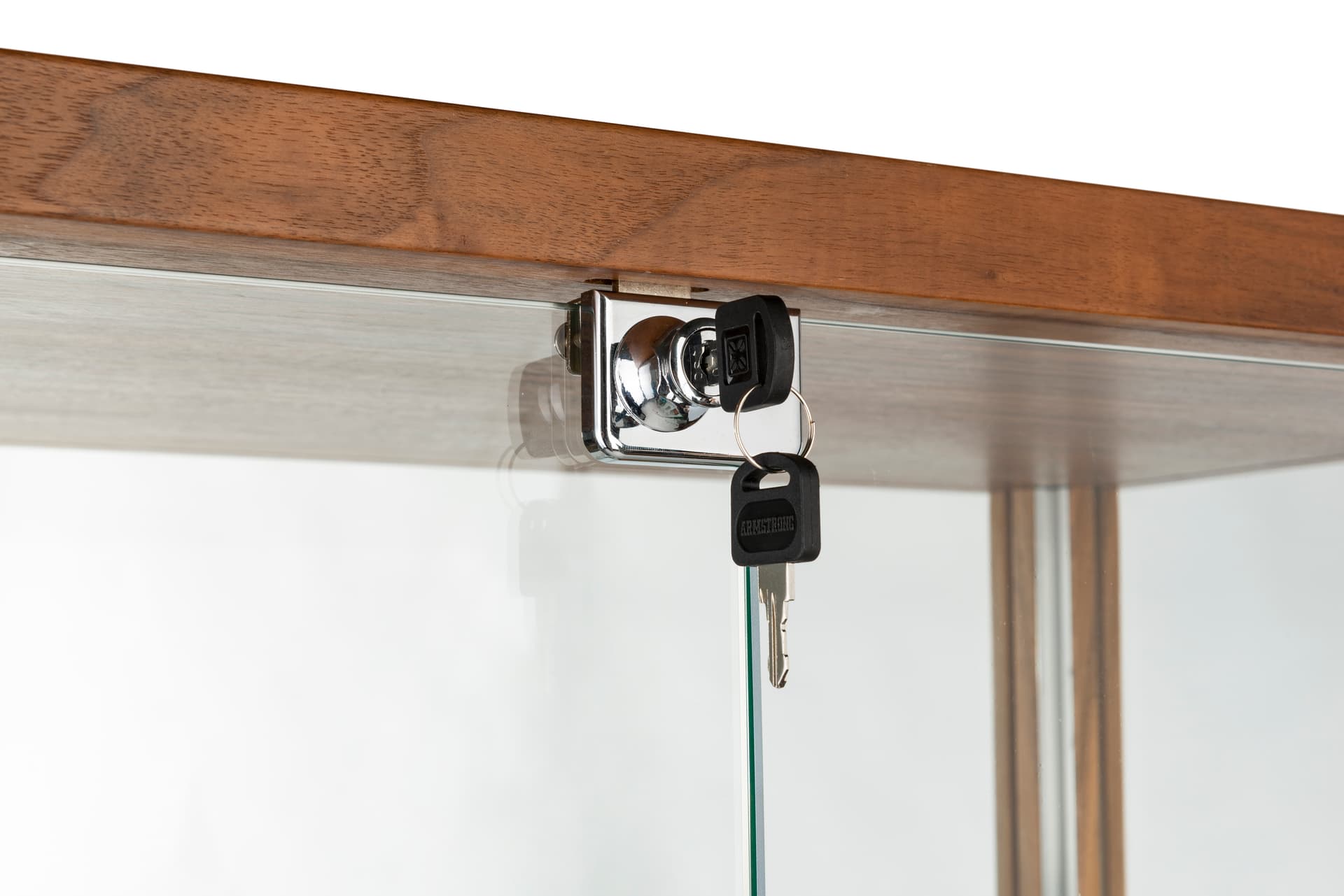 4-shelf glass curio cabinet with lockable keyed doors